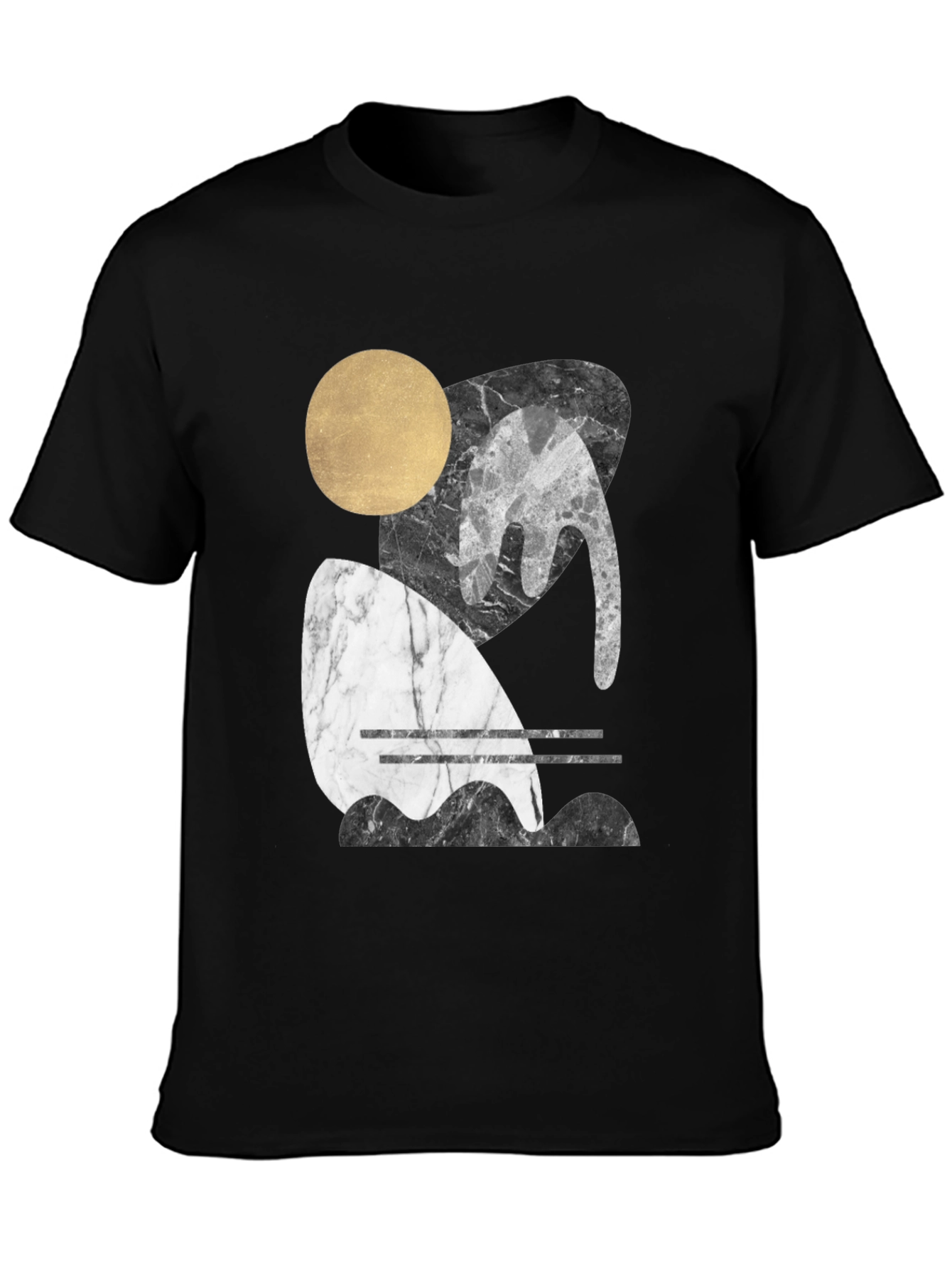 Black Modern Abstract Graphic T-Shirt view 3