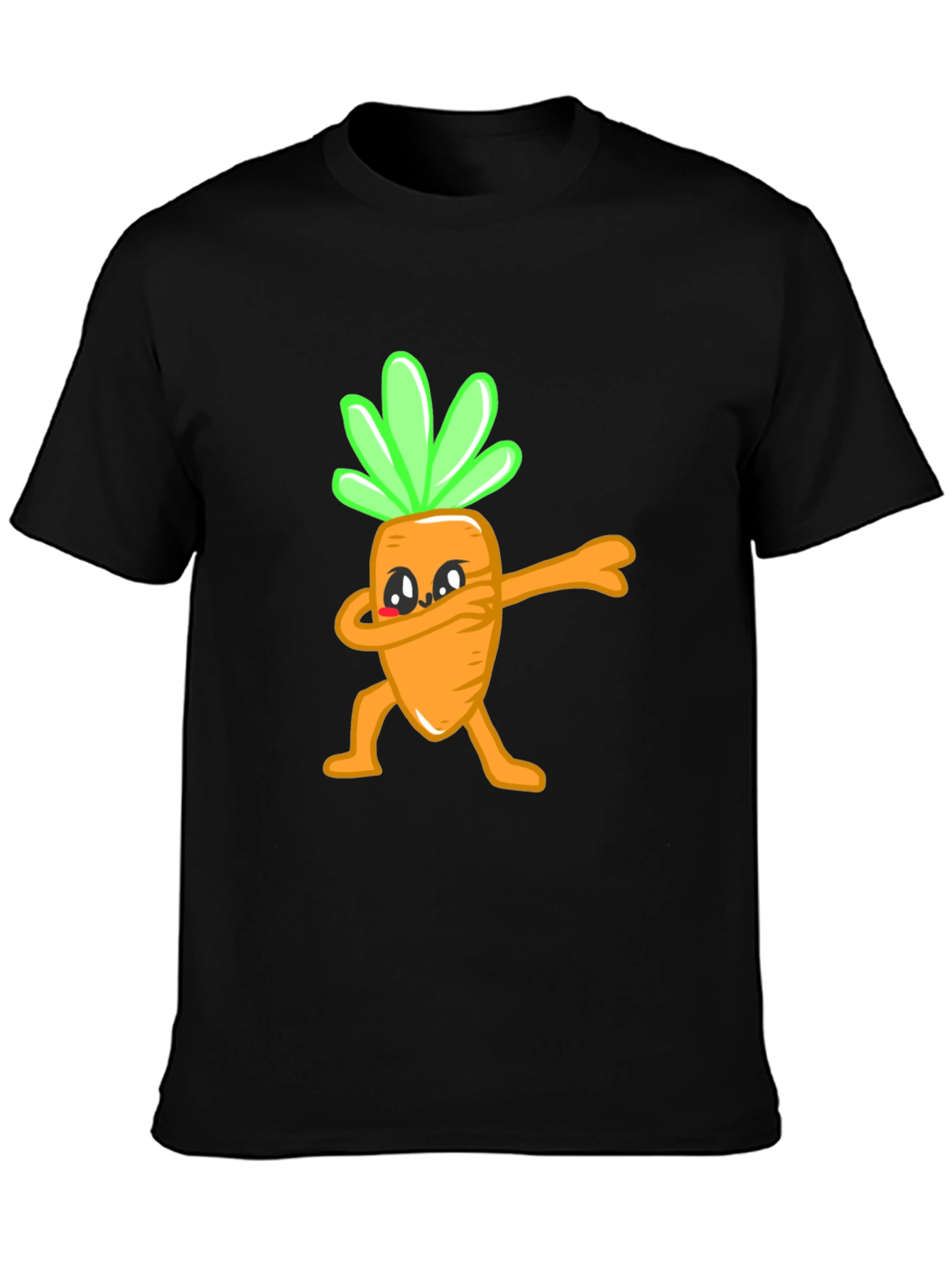 Black Funny Dabbing Carrot Graphic Tee - Black Cotton T-Shirt view 3