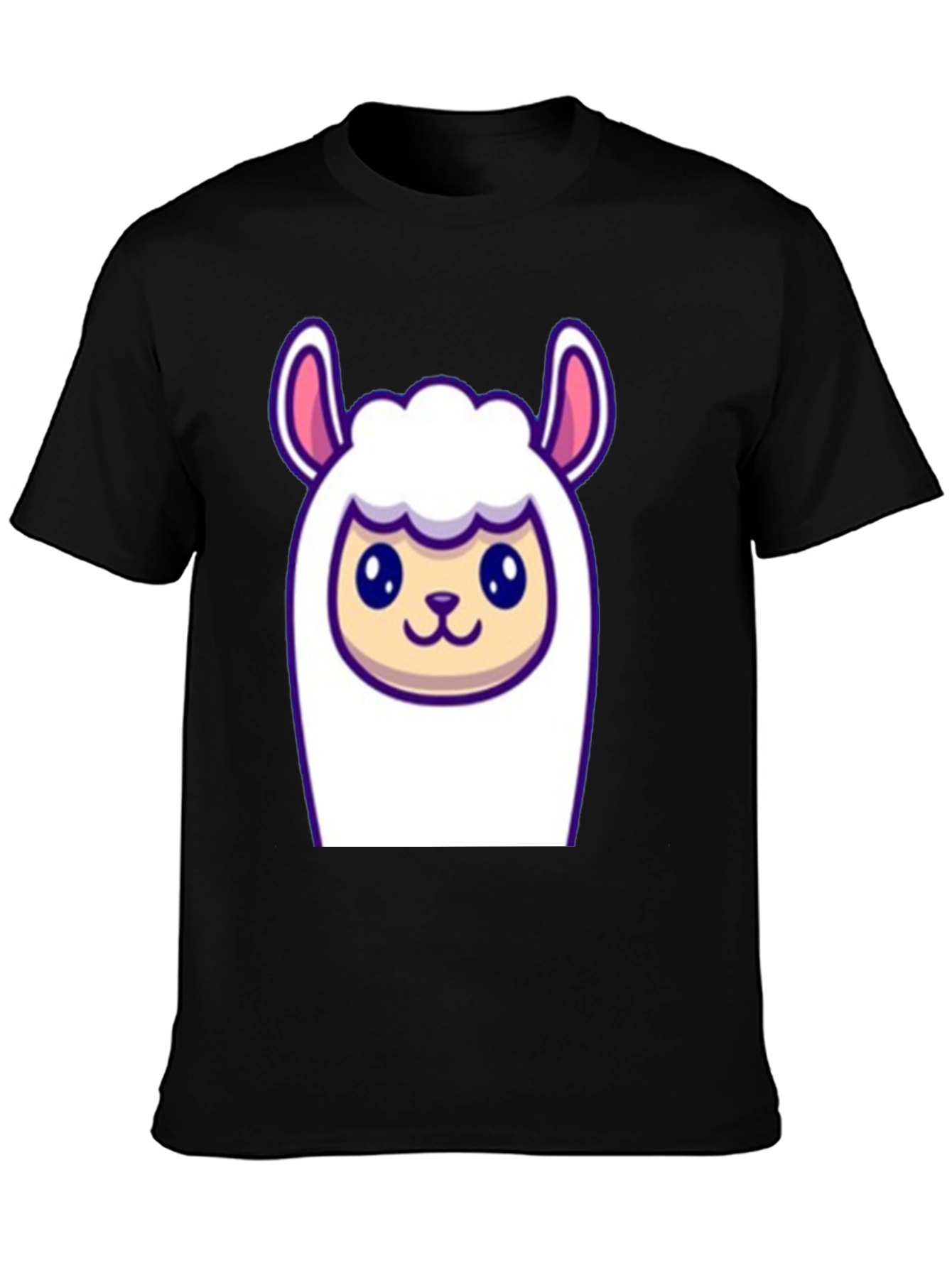 Black Cute Llama Graphic Tee - Soft Black T-Shirt view 3