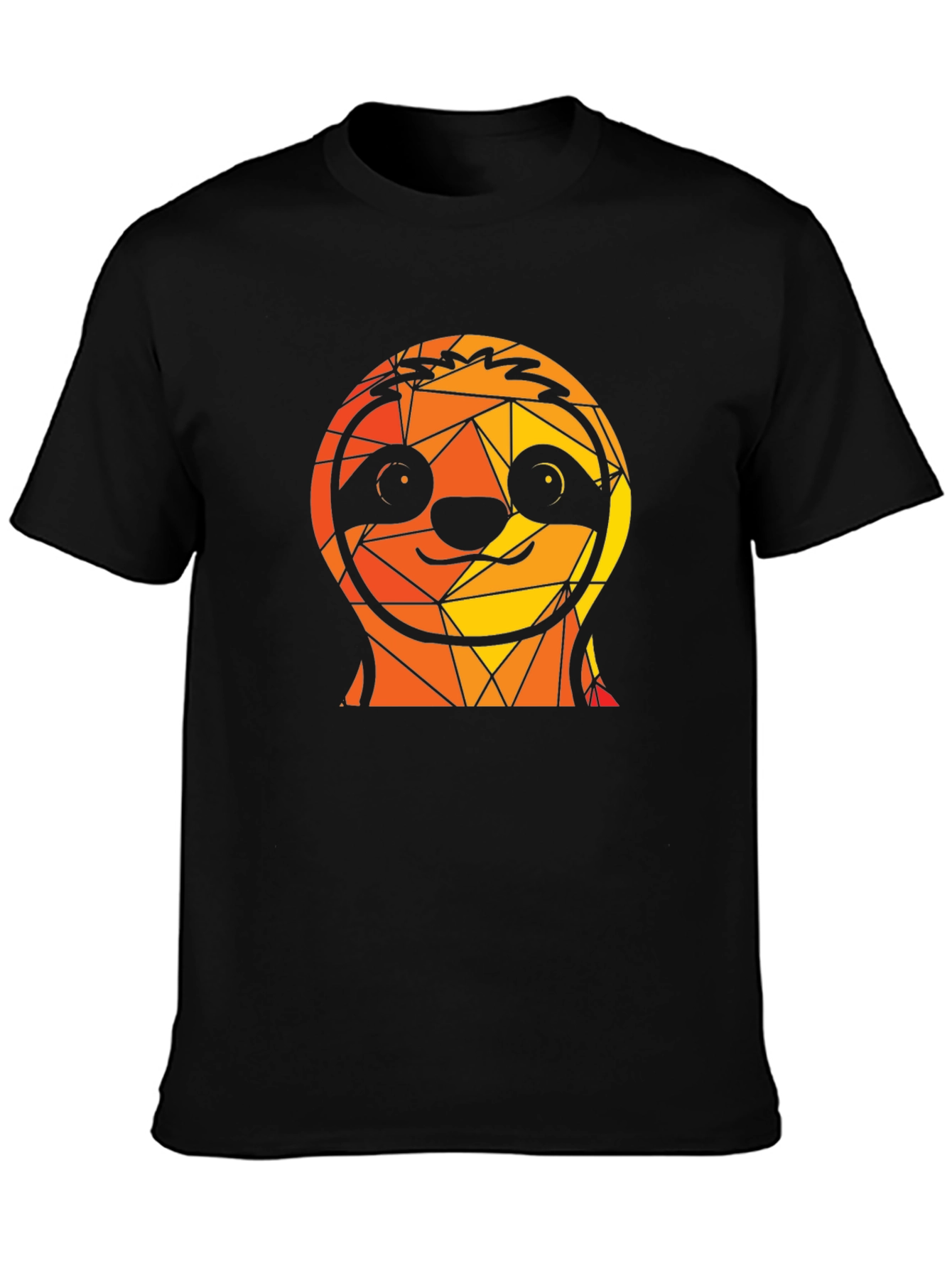Black Geometric Sloth Graphic Black T-Shirt view 3