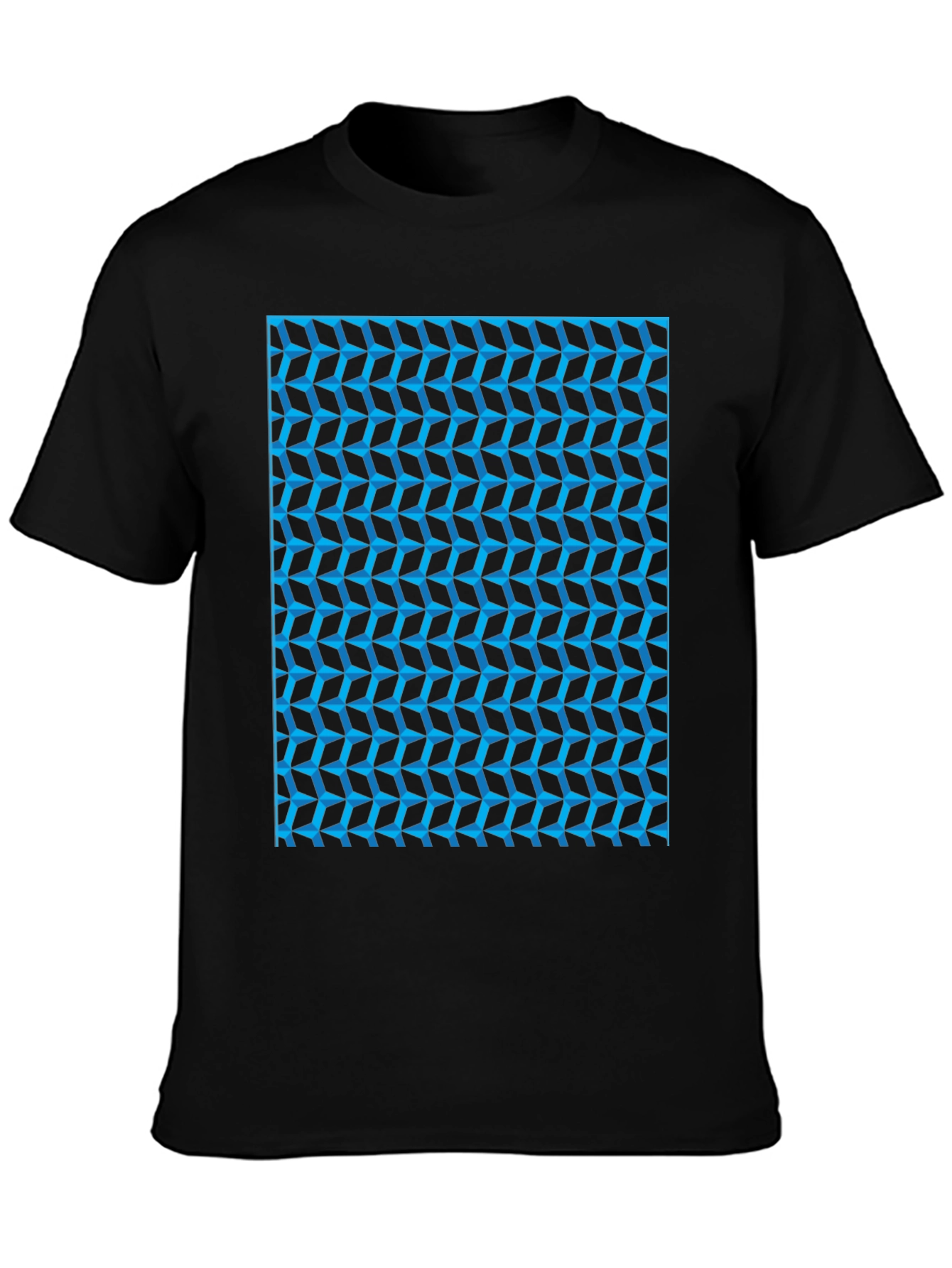 Black Abstract Geometric Print Black T-Shirt view 3