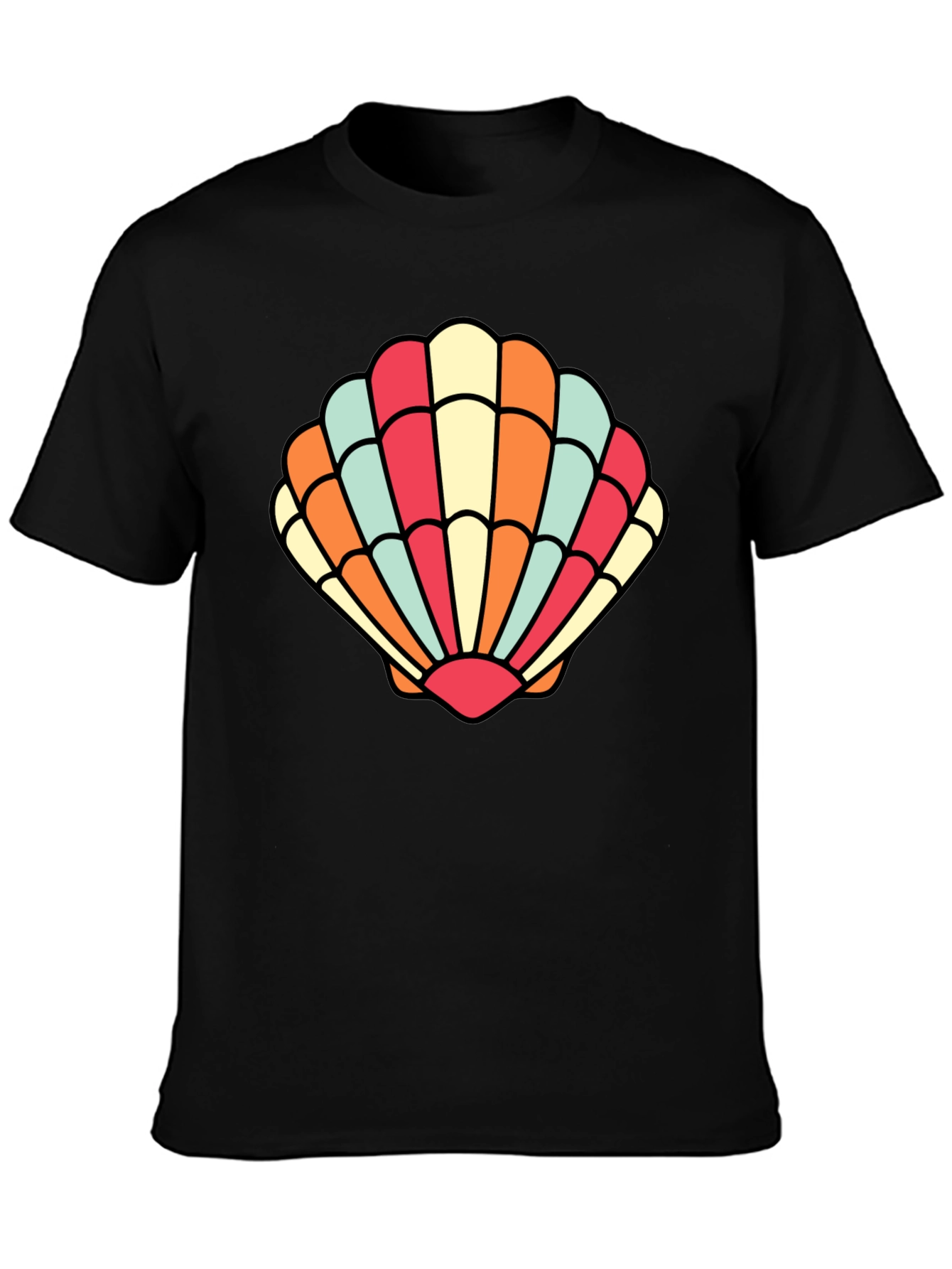 Black Seashell Graphic Tee - Retro Summer Style view 3