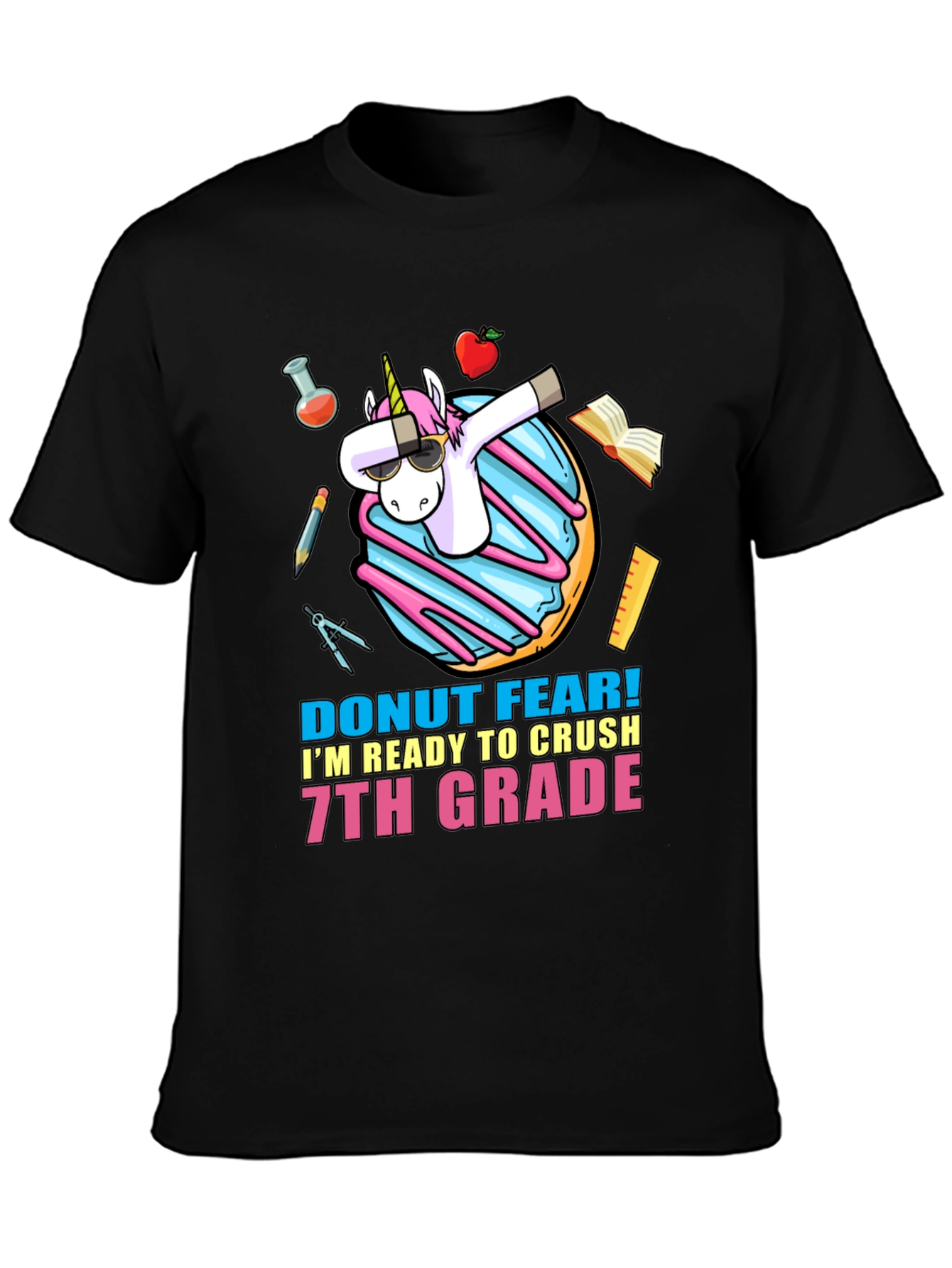 Black Donut Fear 7th Grade T-Shirt view 3