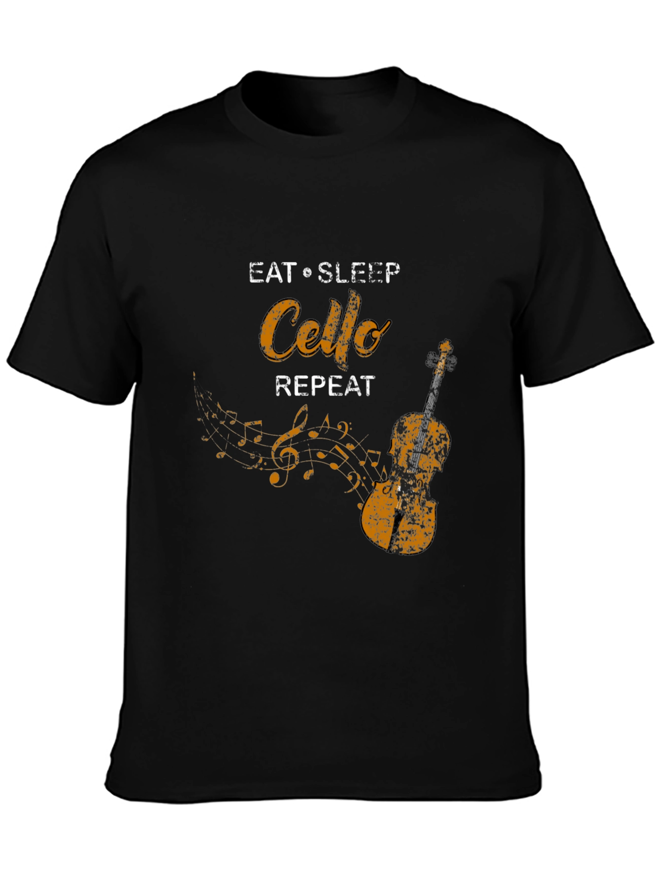 Black Eat Sleep Cello Repeat Black T-Shirt view 3