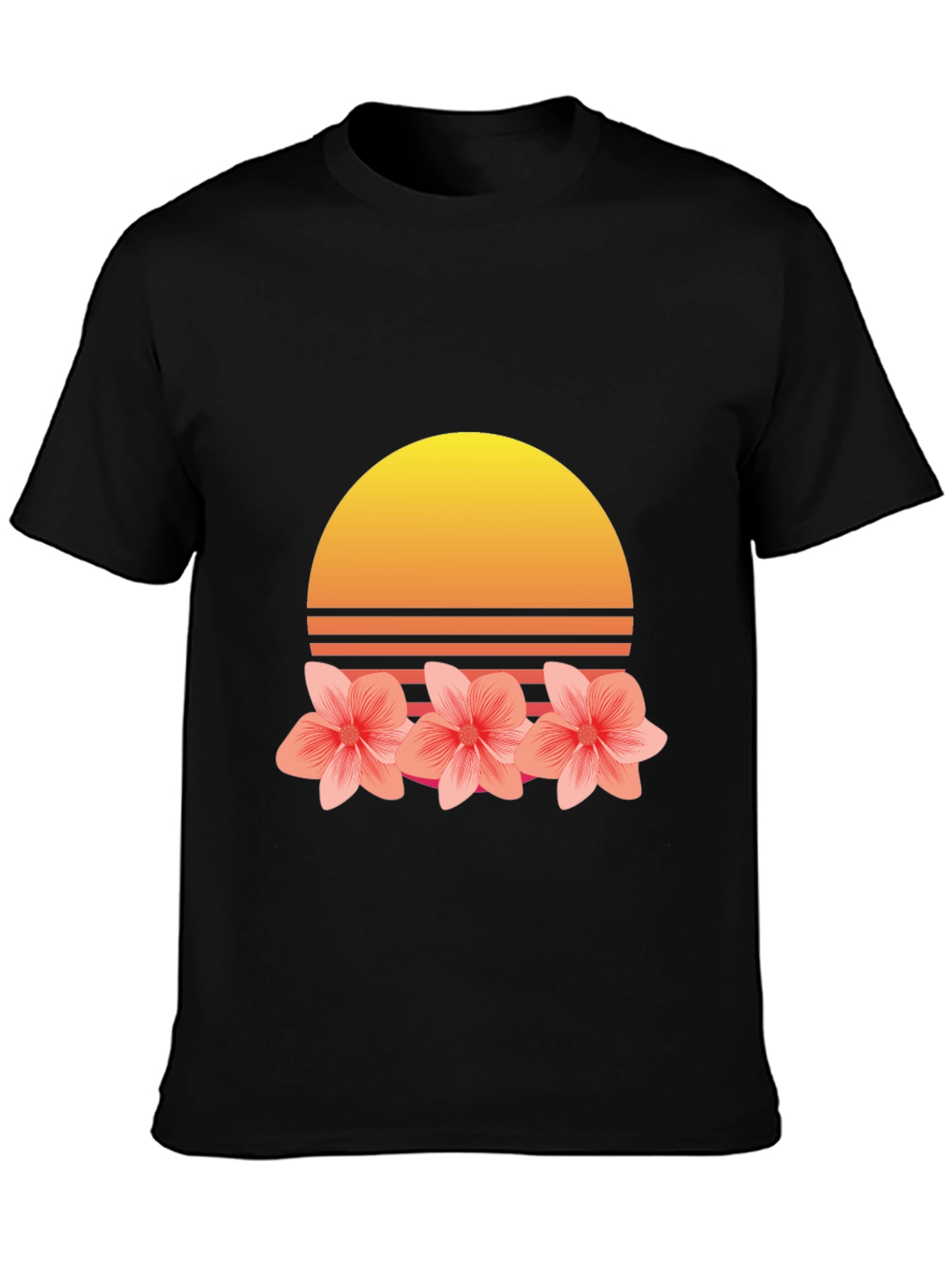 Black Retro Sunset Floral T-Shirt view 3