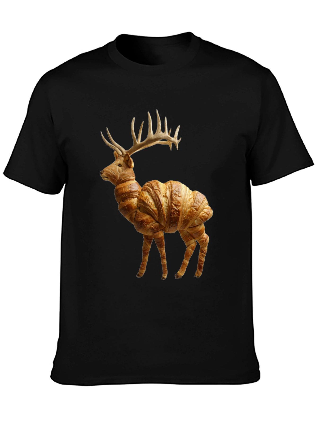 Croissant Deer T-Shirt - Unique Food Animal Tee - 3