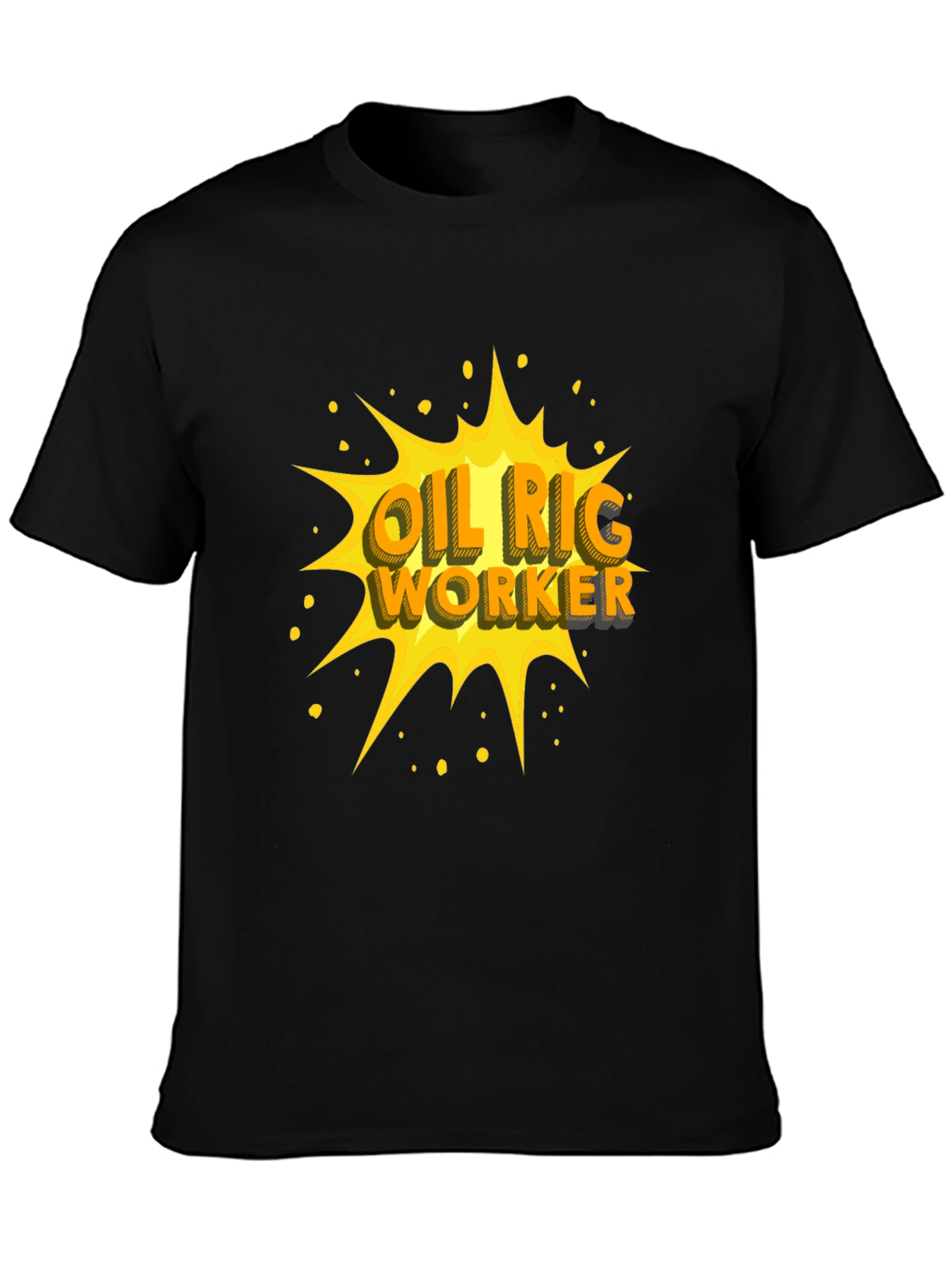 Black Oil Rig Worker Graphic Tee - Black Crew Neck T-Shirt view 3