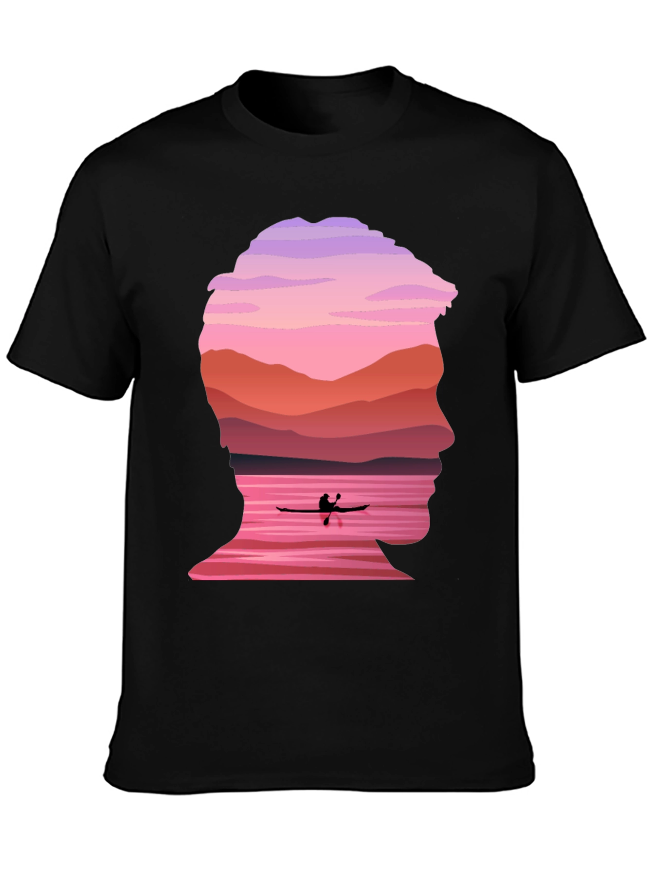 Black Silhouette Kayak Graphic Tee - Nature Inspired Design view 3