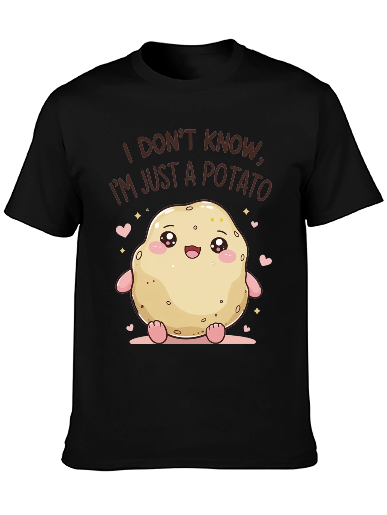 Black Cute Potato Graphic Tee - Funny Kawaii T-Shirt view 3