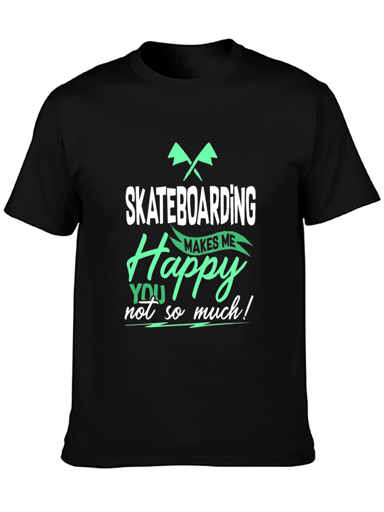 Black Skateboarding Makes Me Happy T-Shirt view 3