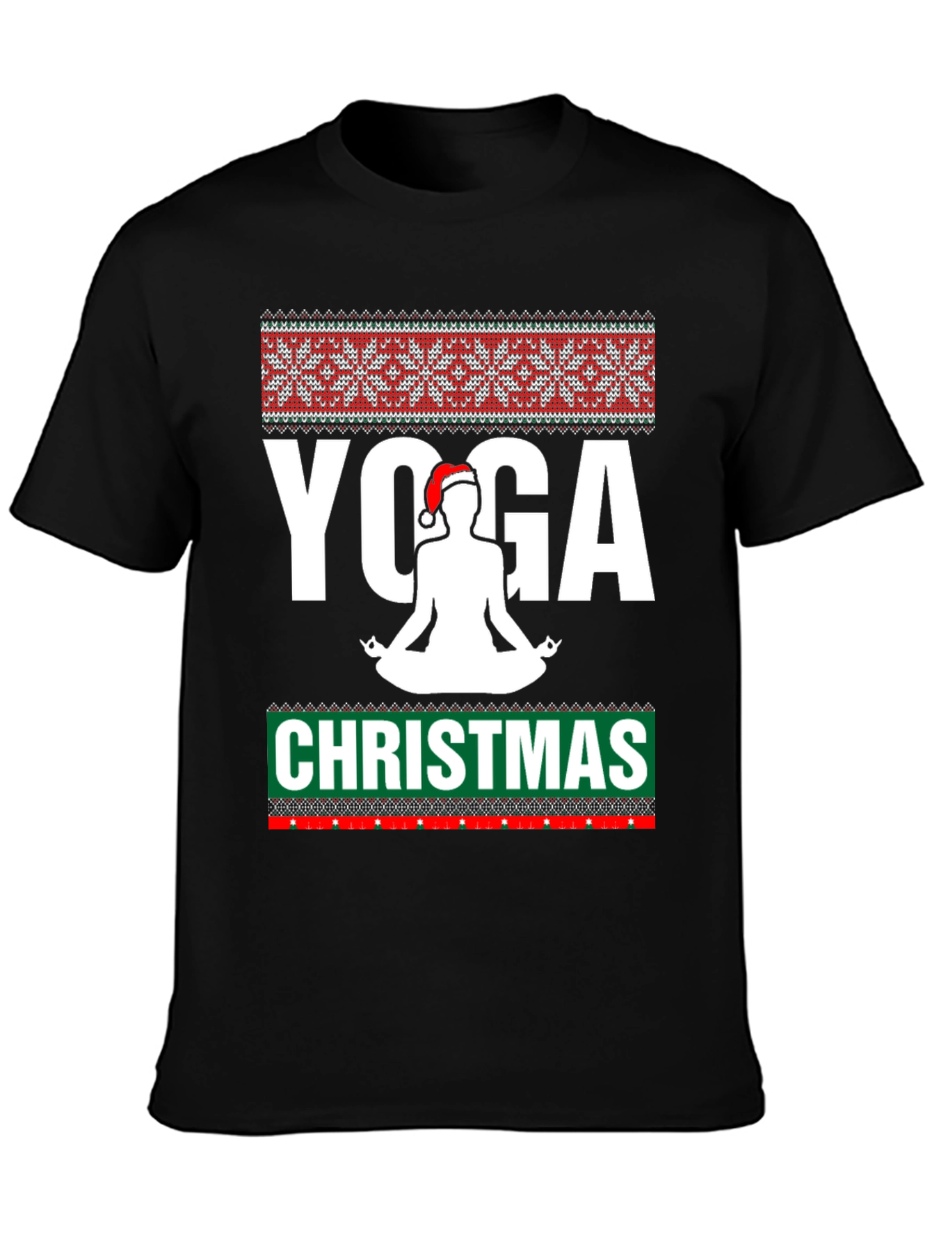 Black Yoga Christmas T-Shirt Festive Holiday Apparel view 3