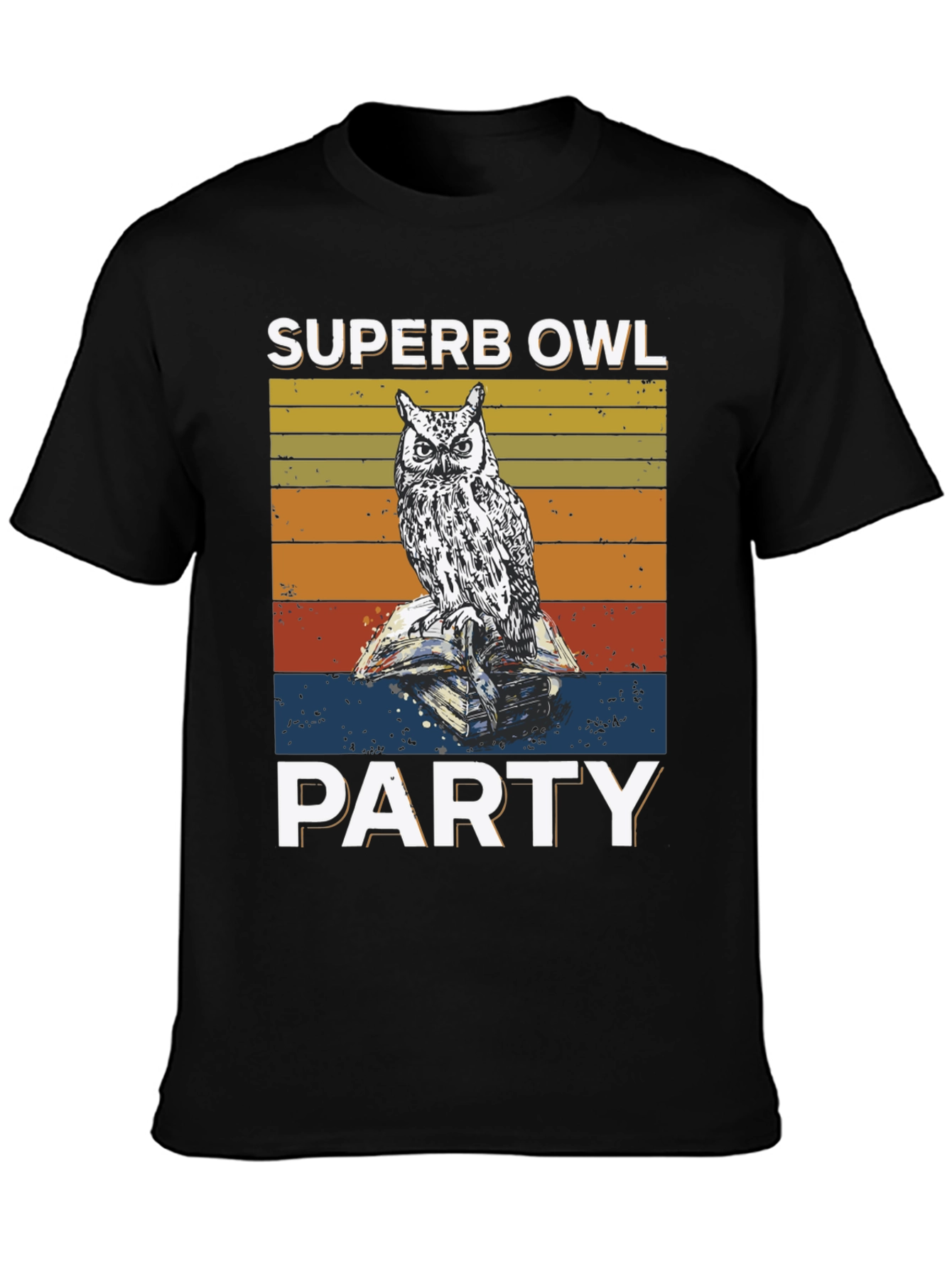 Black Superb Owl Party T-Shirt view 3