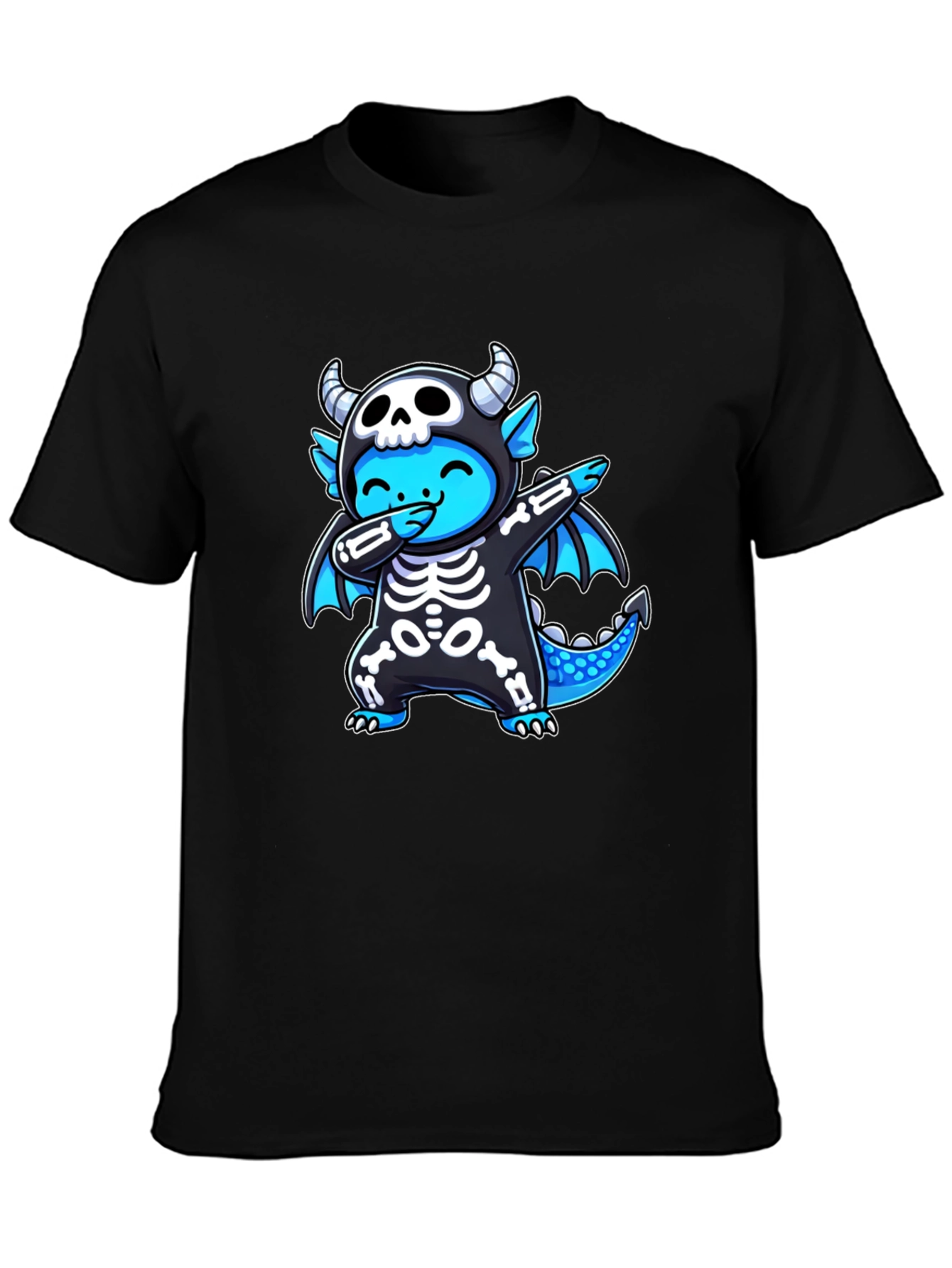 Black Dabbing Dragon Halloween T-Shirt view 3