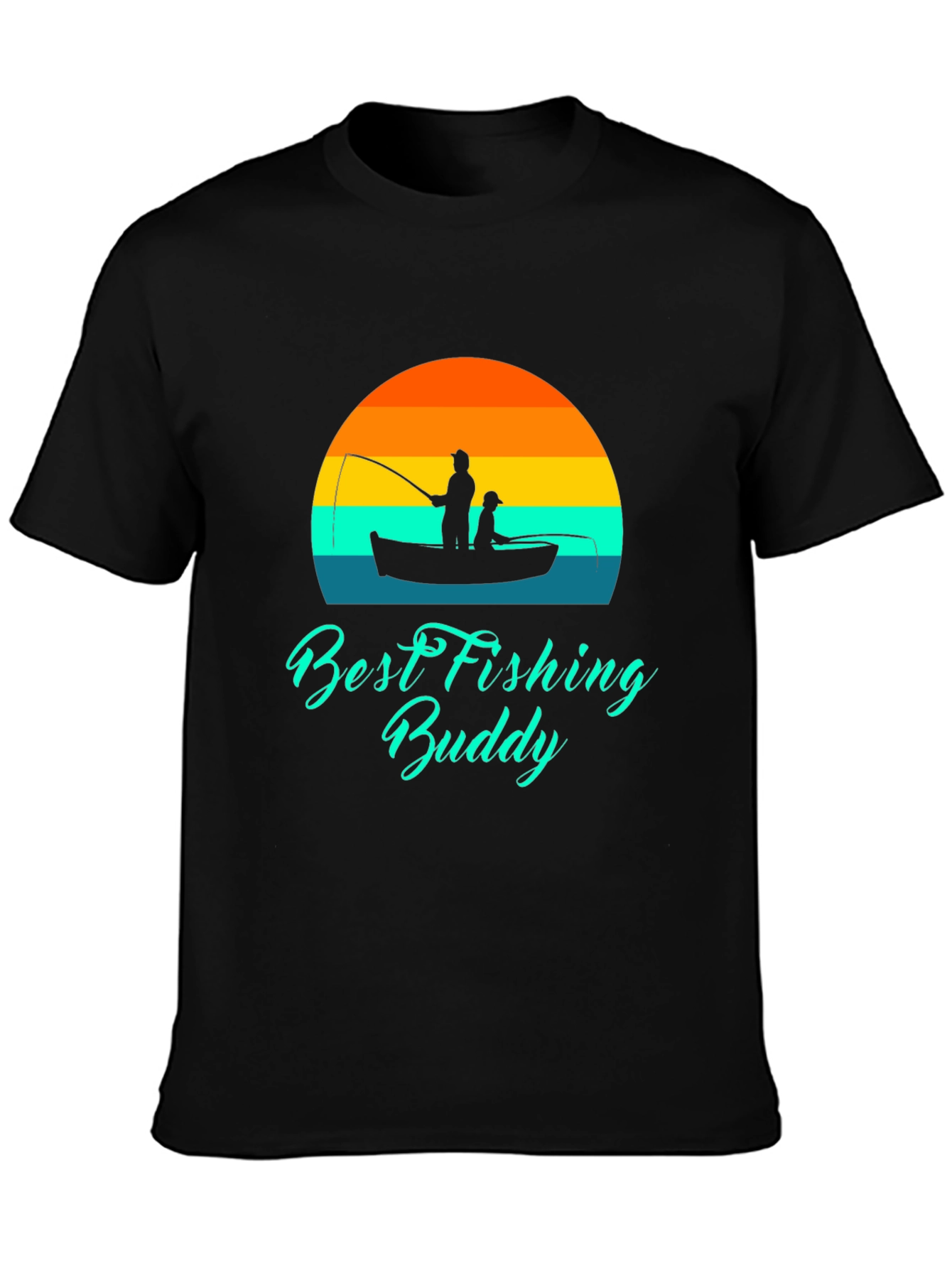 Black Best Fishing Buddy Graphic Tee - Black Cotton T-Shirt view 3