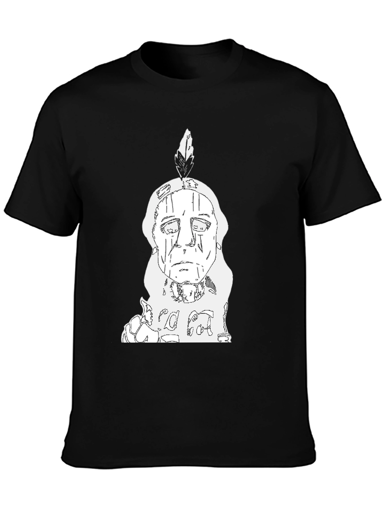 Black Indian Chief T-Shirt - Black Cotton Tee view 3