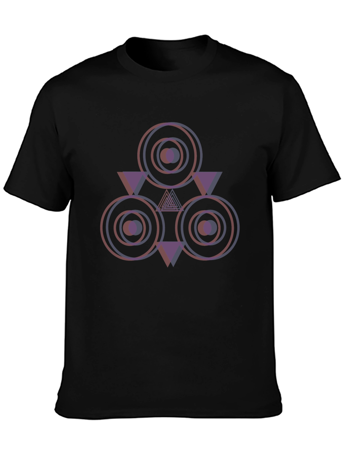 Black Geometric Circle Triangle Graphic T-Shirt view 3