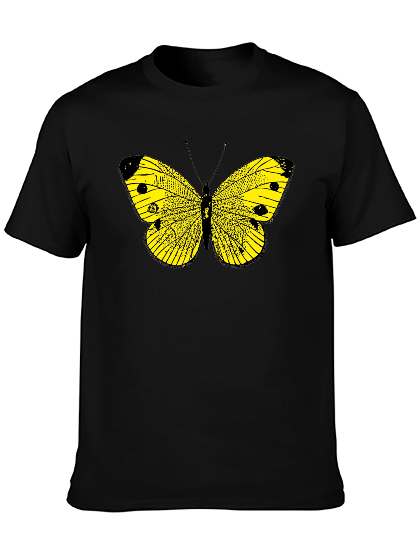 Black Butterfly Graphic Tee - Bold Yellow Insect Print view 3
