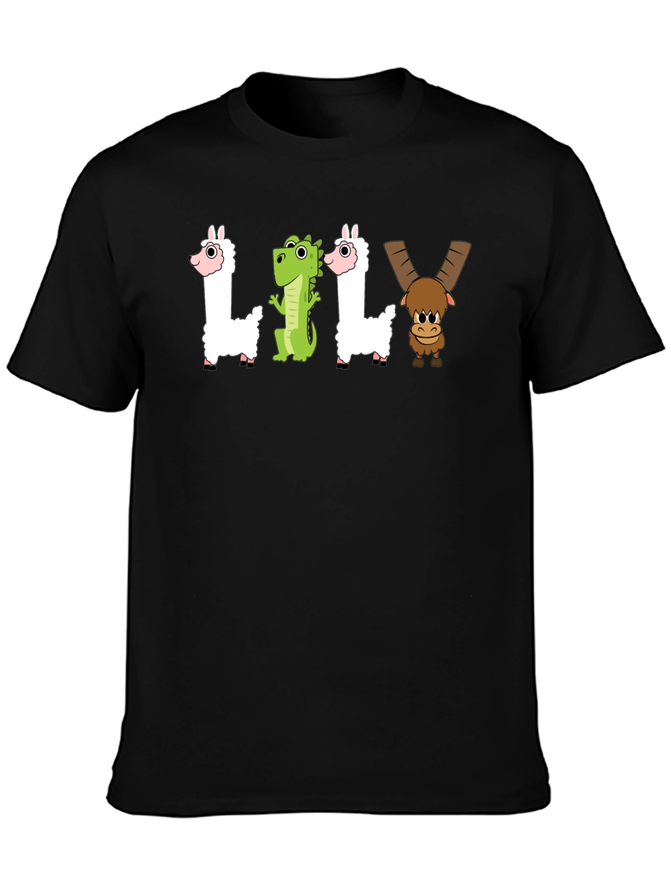 Black LILY Cartoon T-Shirt - Funny Graphic Tee view 3