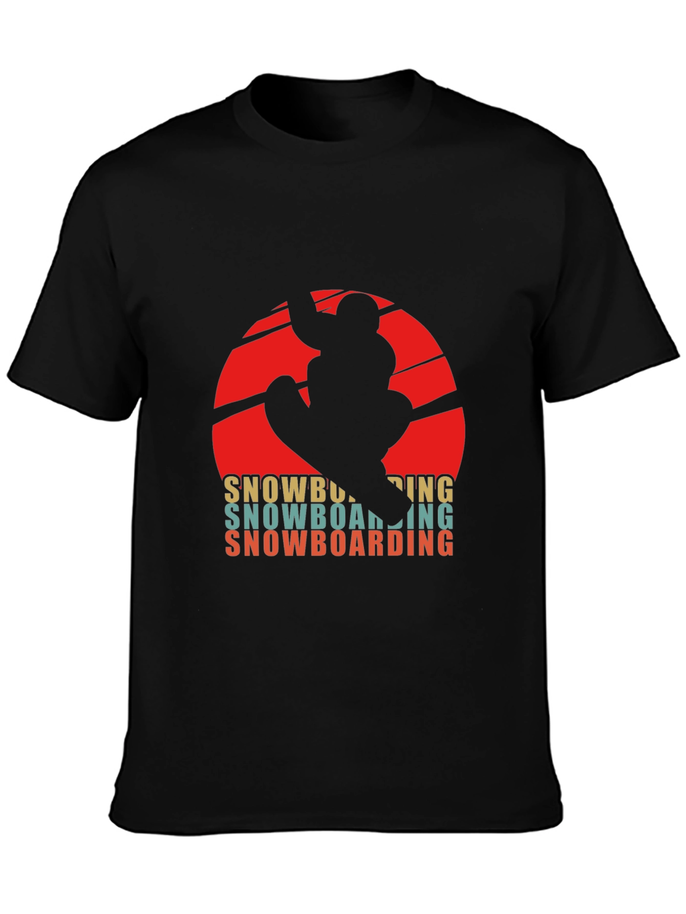 Black Retro Snowboarding T-Shirt - Winter Sports Graphic Tee view 3