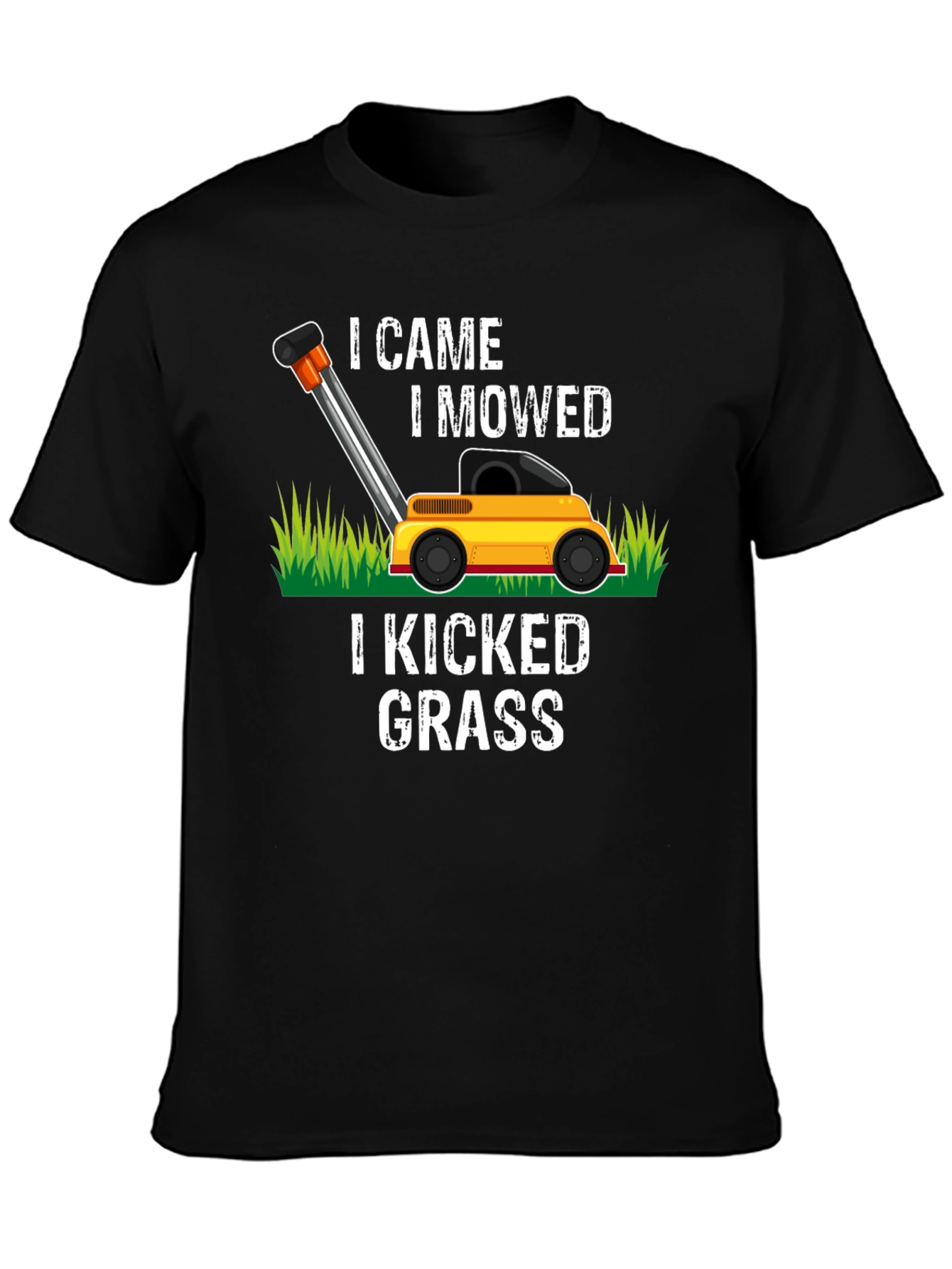 Black I Came I Mowed Lawn Mower Graphic Tee view 3