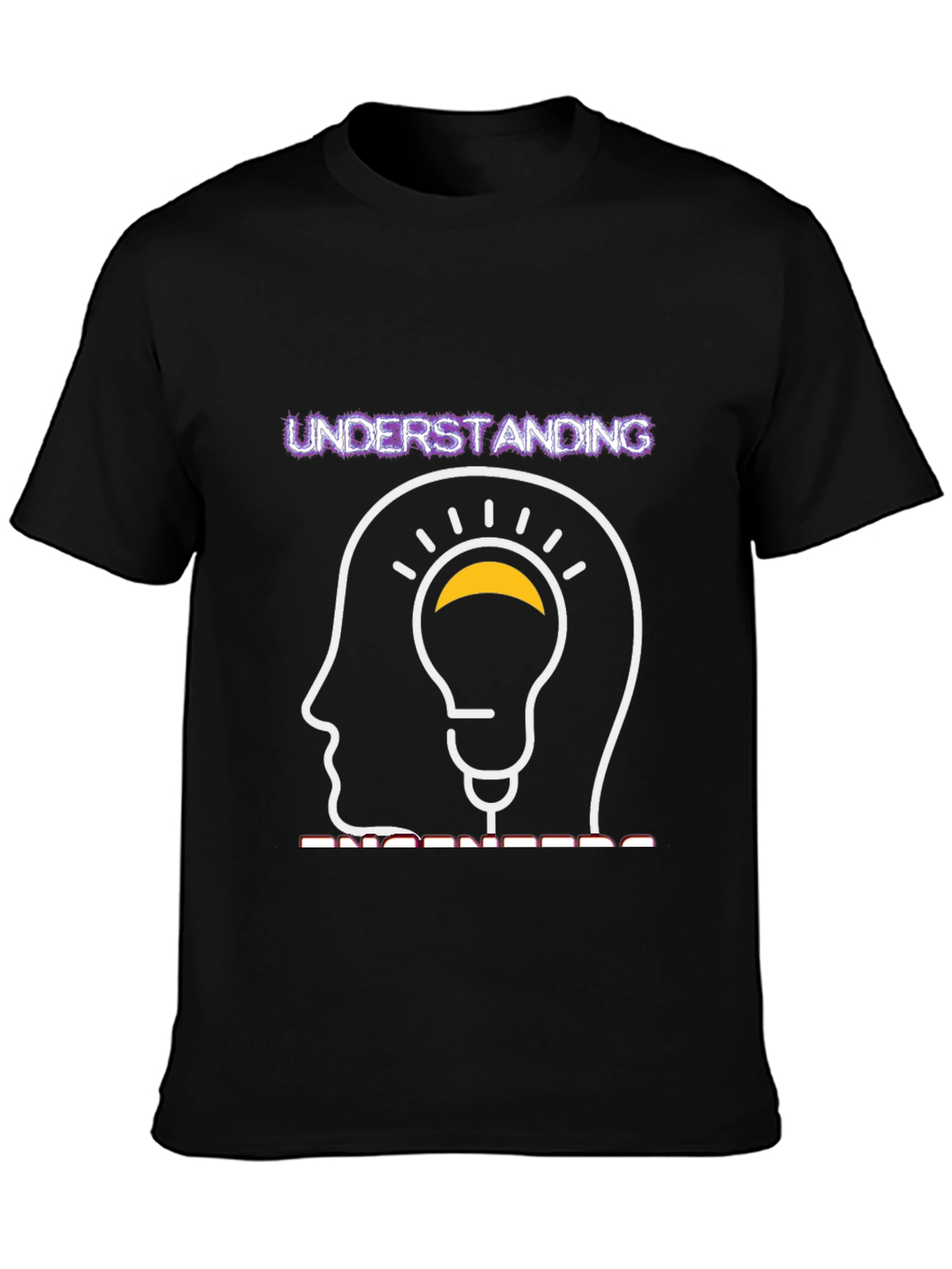 Black Understanding Engineers T-Shirt - Brain Lightbulb view 3