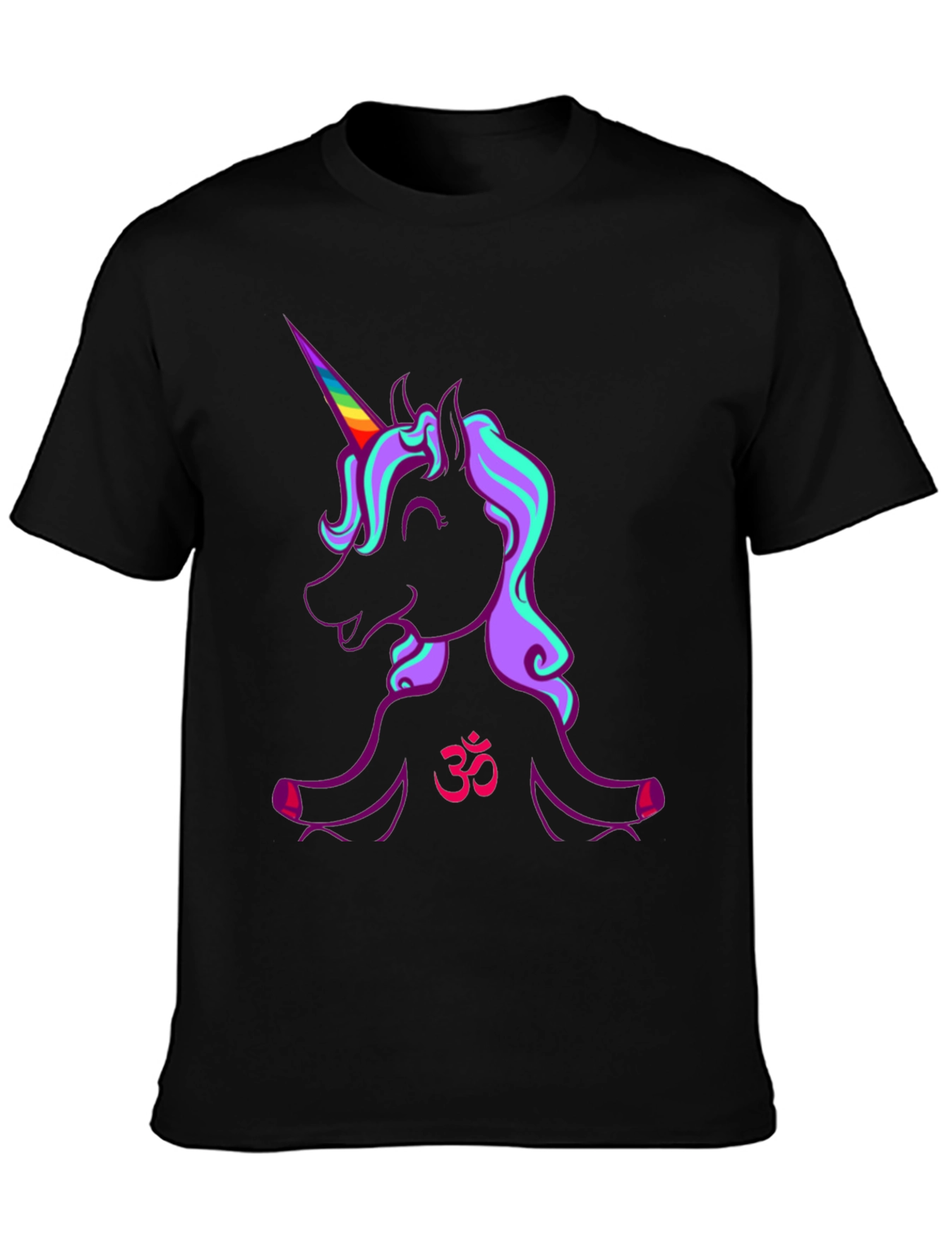 Black Unicorn OM T-Shirt - Spiritual Graphic Tee view 3