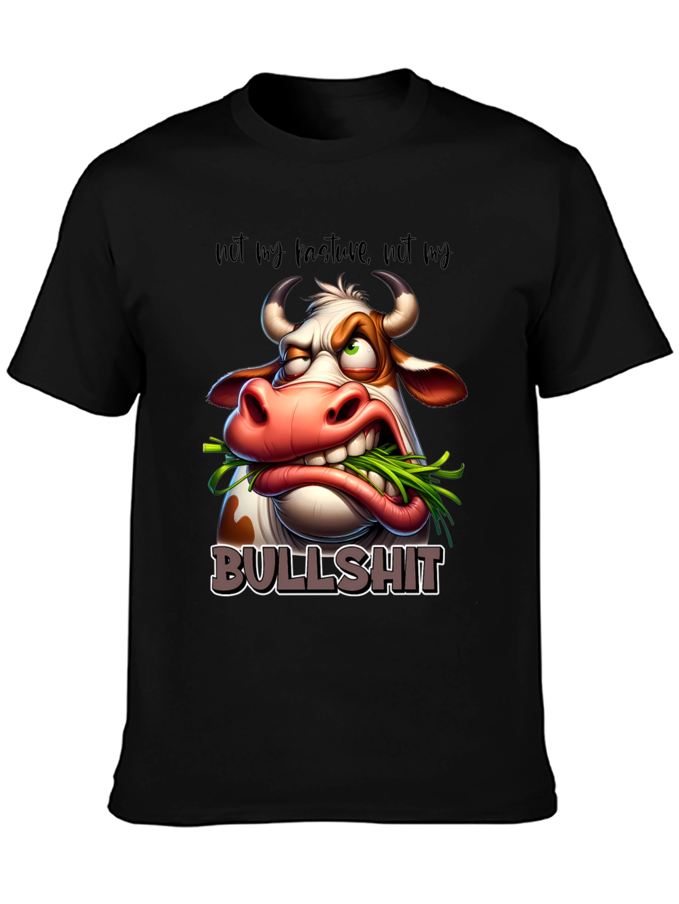 Black Funny Cow Graphic T-Shirt - Not My Pasture view 3