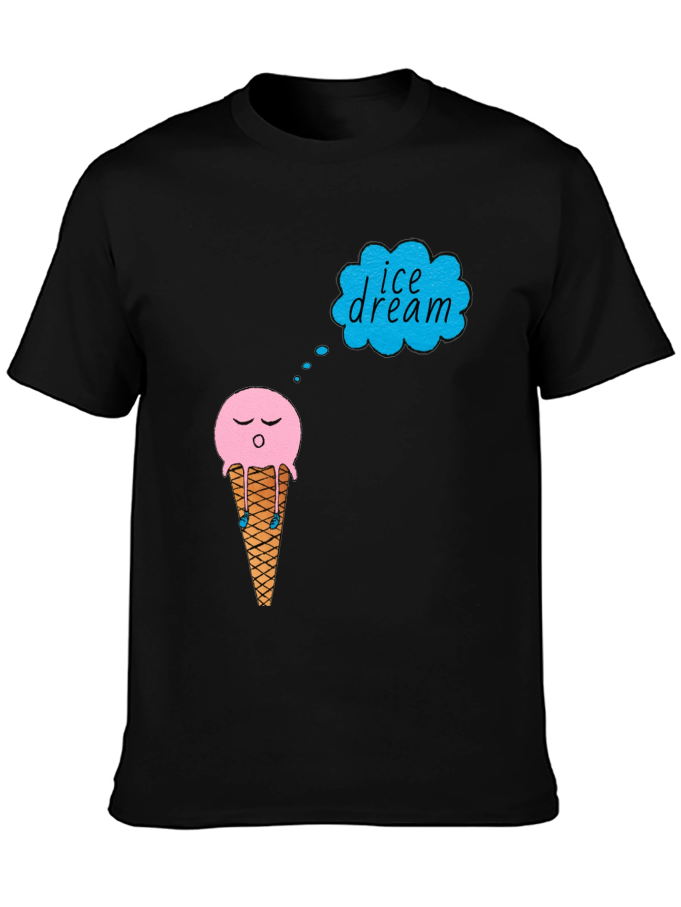 Black Ice Cream Dream T-Shirt - Black Cotton Tee view 3