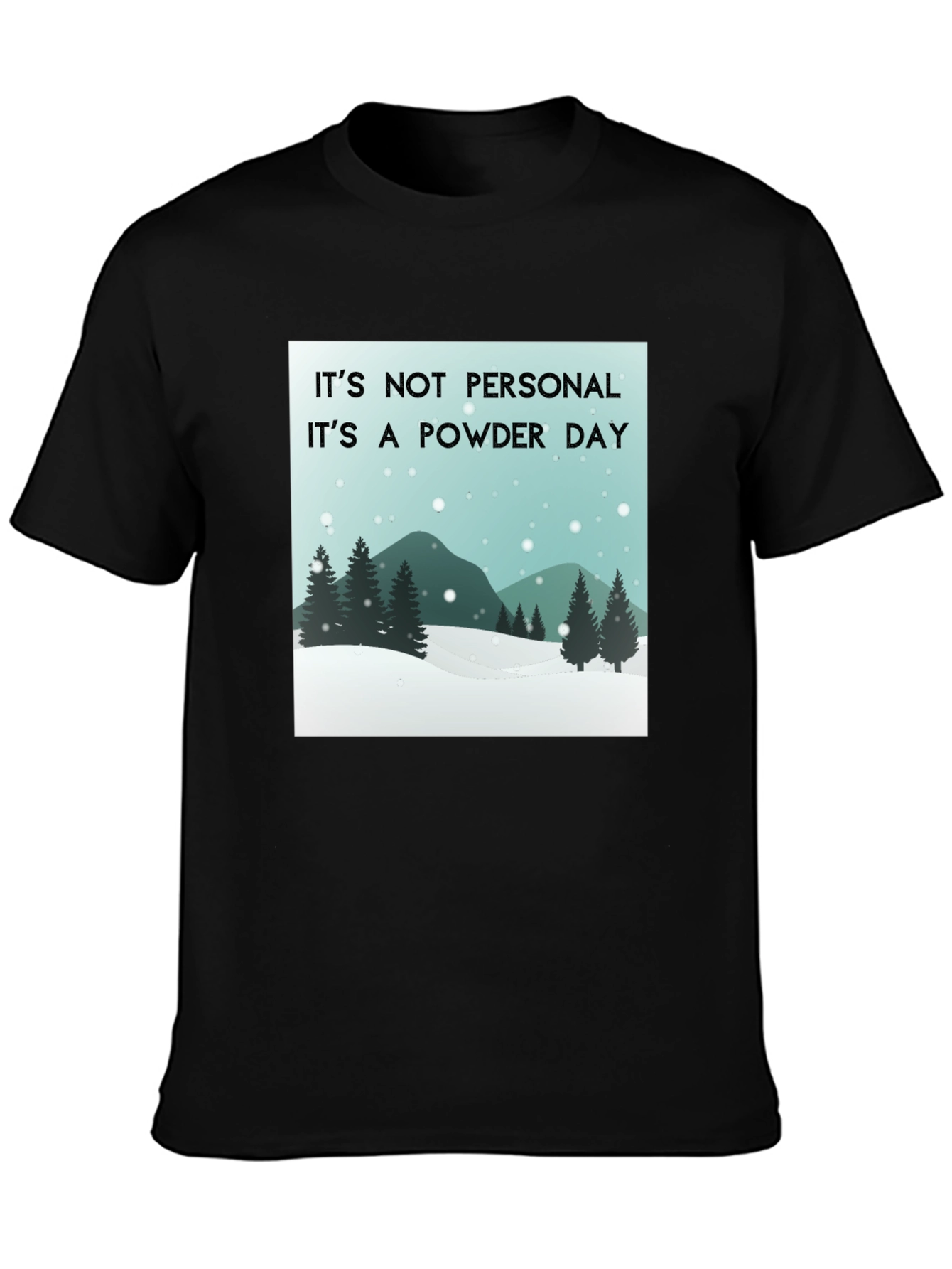 Black Powder Day Graphic Tee - Skiing Snowboarding Shirt view 3