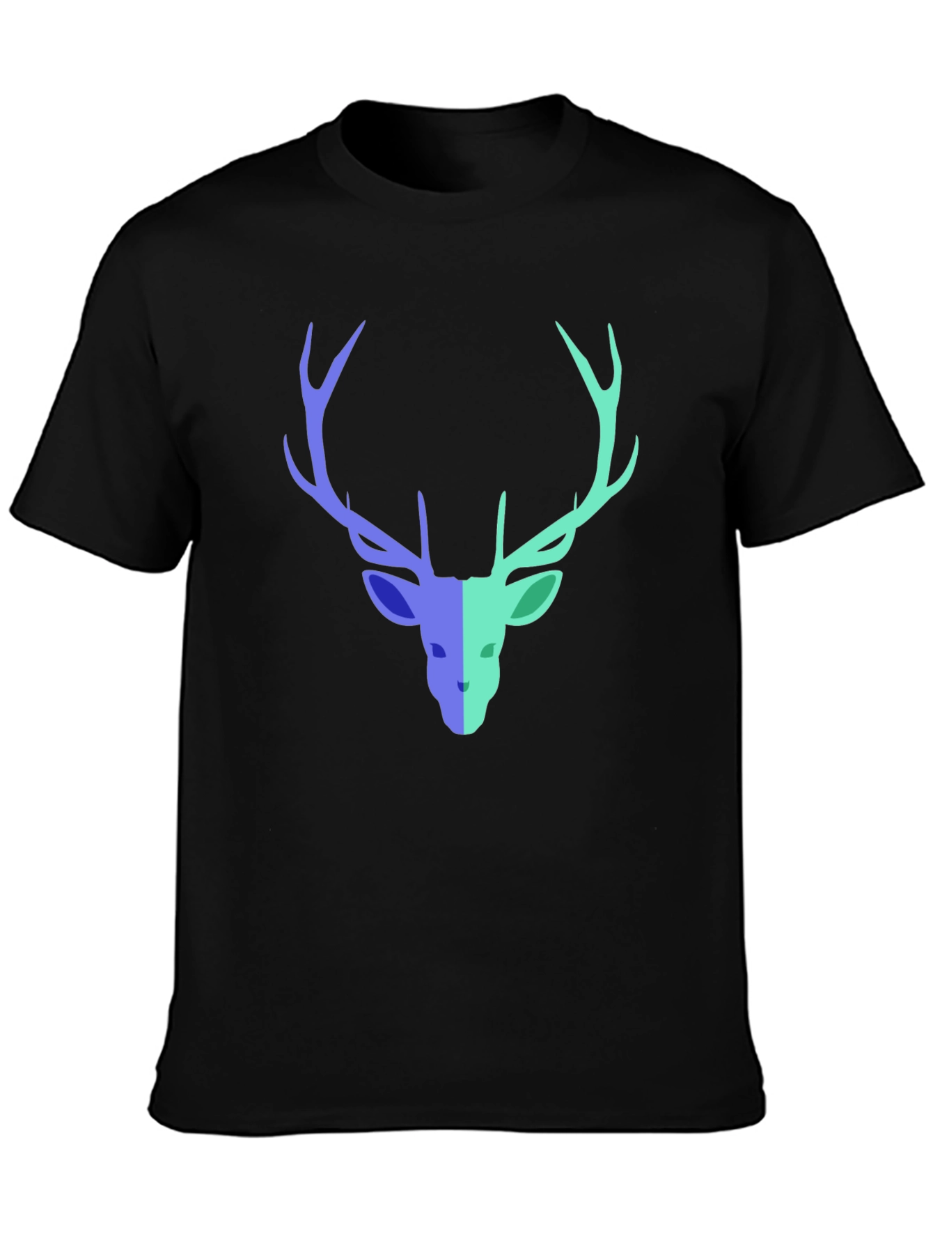 Black Stag Graphic Tee - Modern Deer Design Black T-Shirt view 3