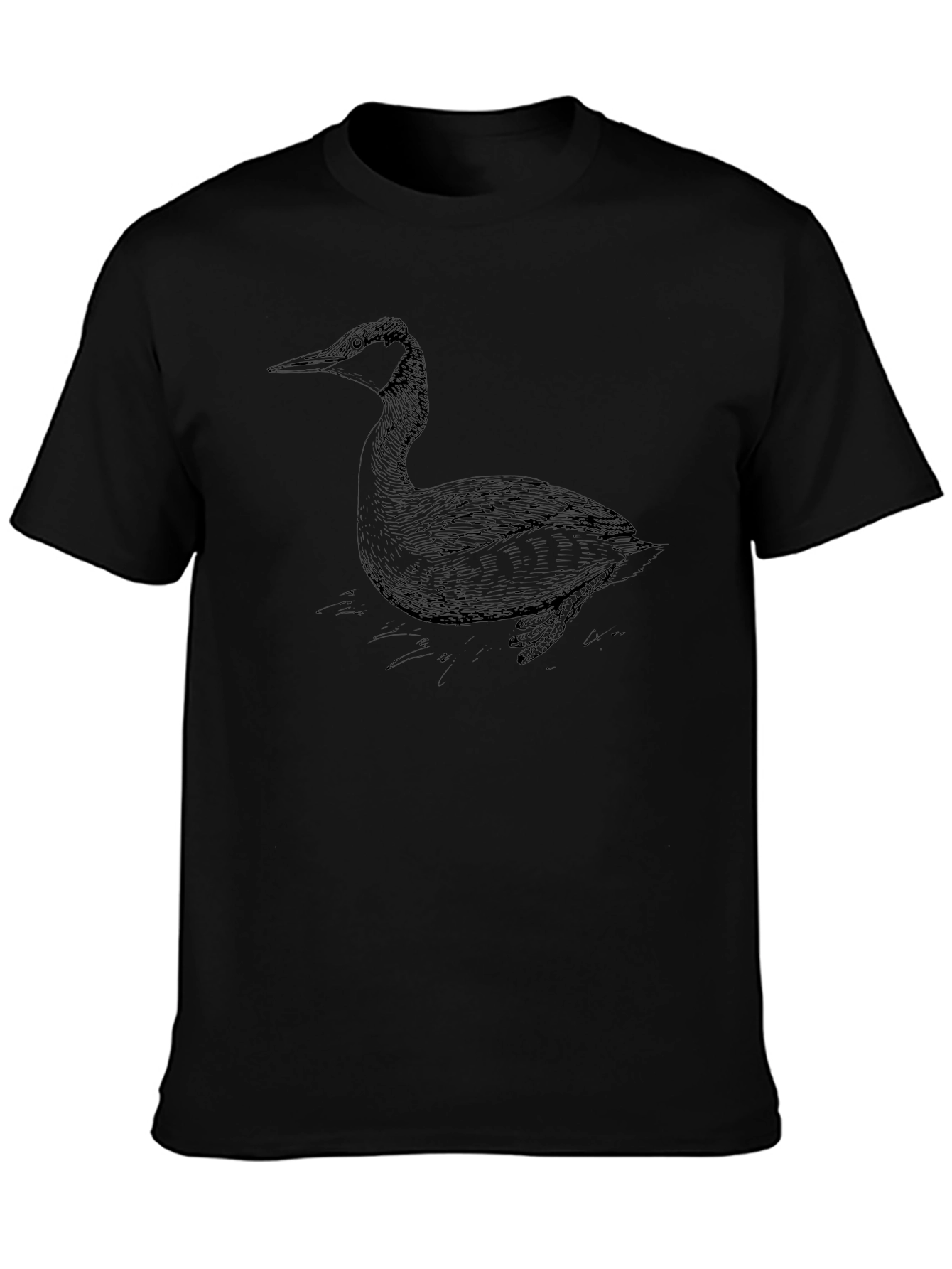 Black Black T-Shirt with Bird Illustration view 3