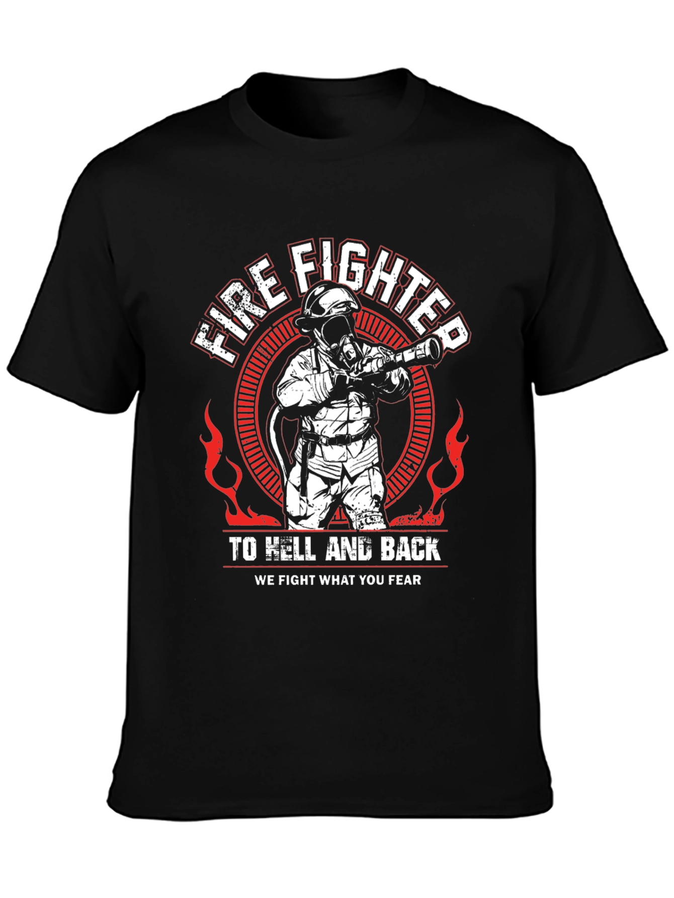 Black Firefighter To Hell And Back T-Shirt view 3
