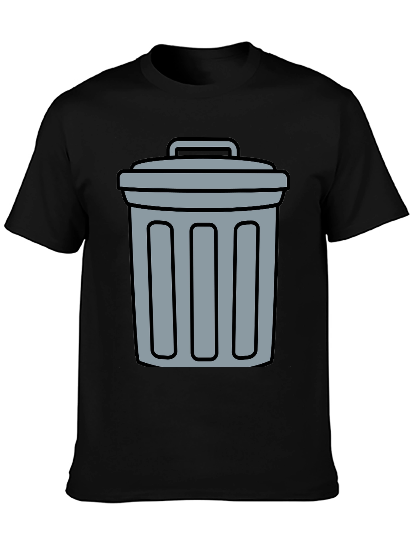 Black Funny Trash Can Graphic Tee - Black Cotton T-Shirt view 3