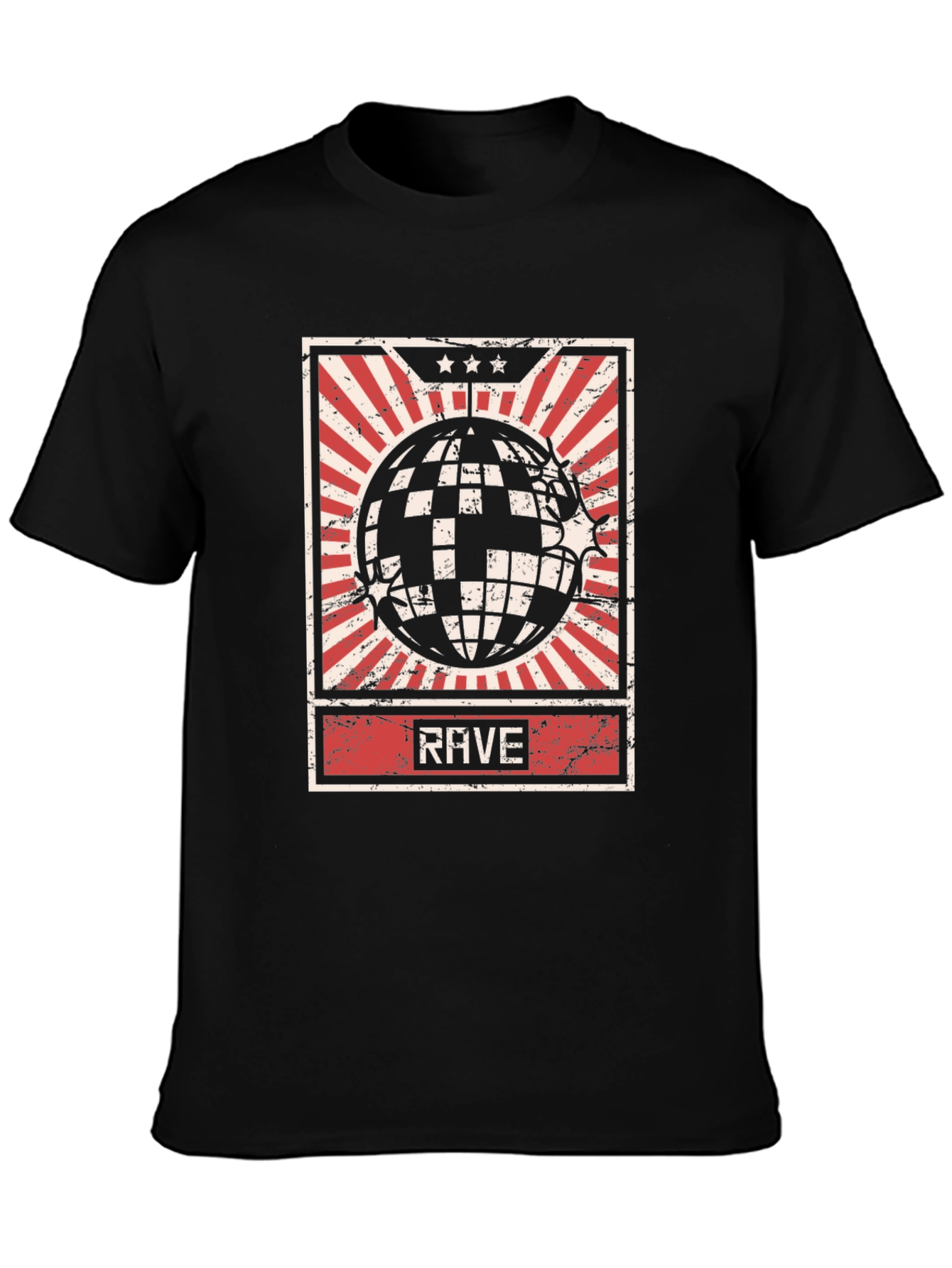 Black Rave Retro Disco Ball T-Shirt view 3