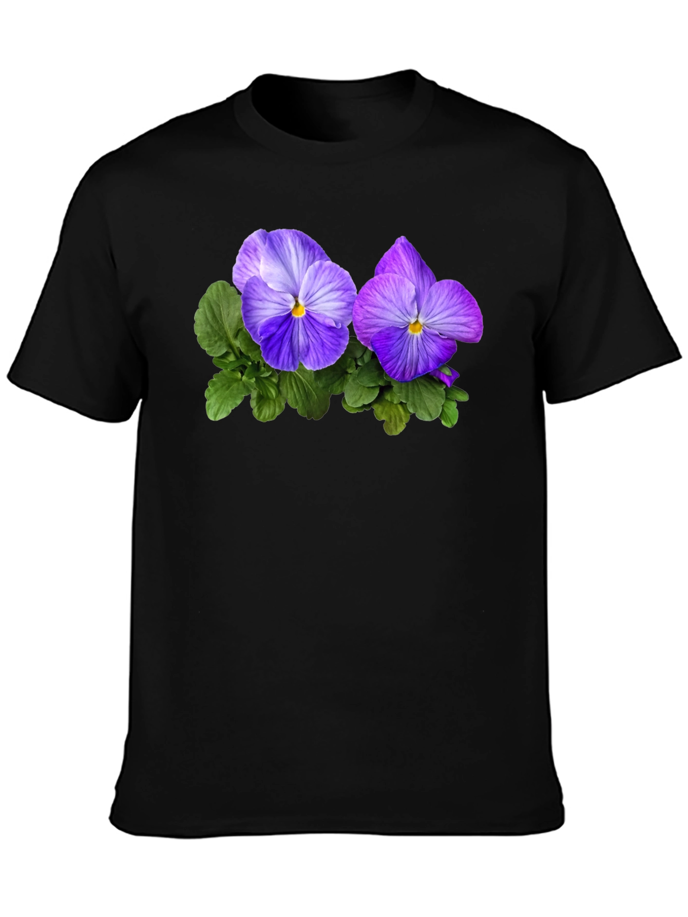 Black Floral Pansy Graphic Tee - Black view 3