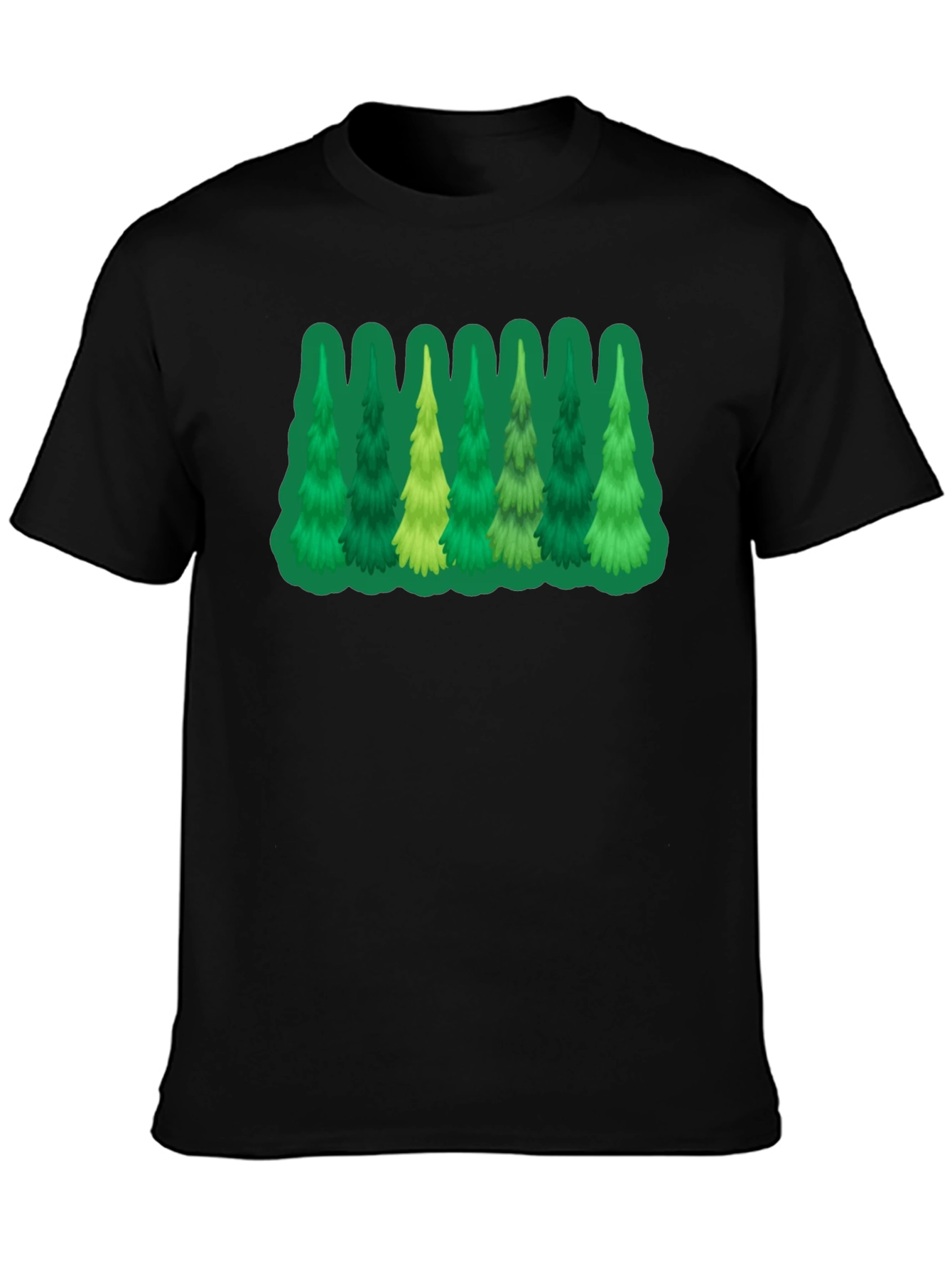 Black Evergreen Tree Graphic Black Tee view 3