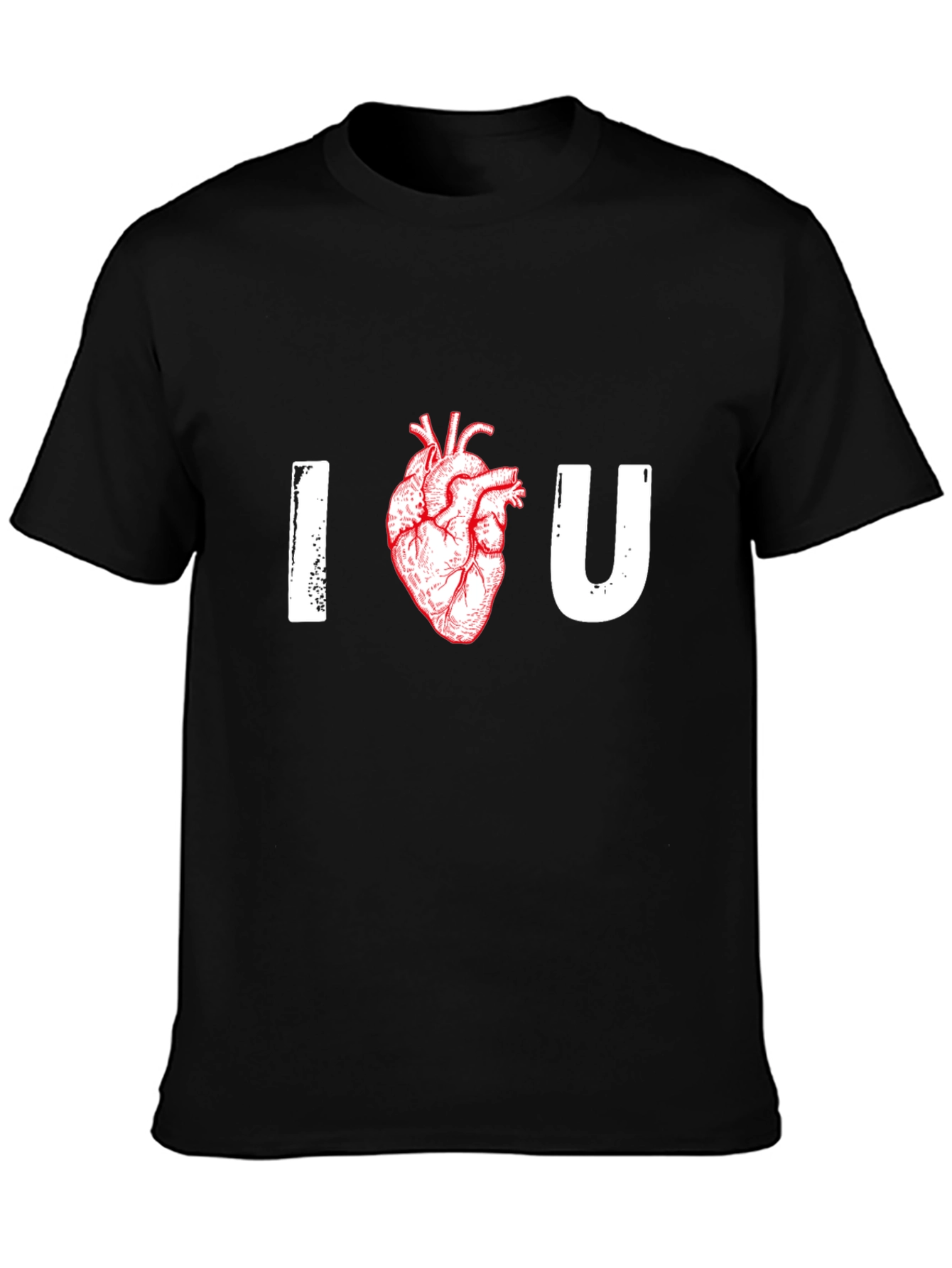 Black I Heart U Graphic Tee - Anatomical Heart T-Shirt view 3