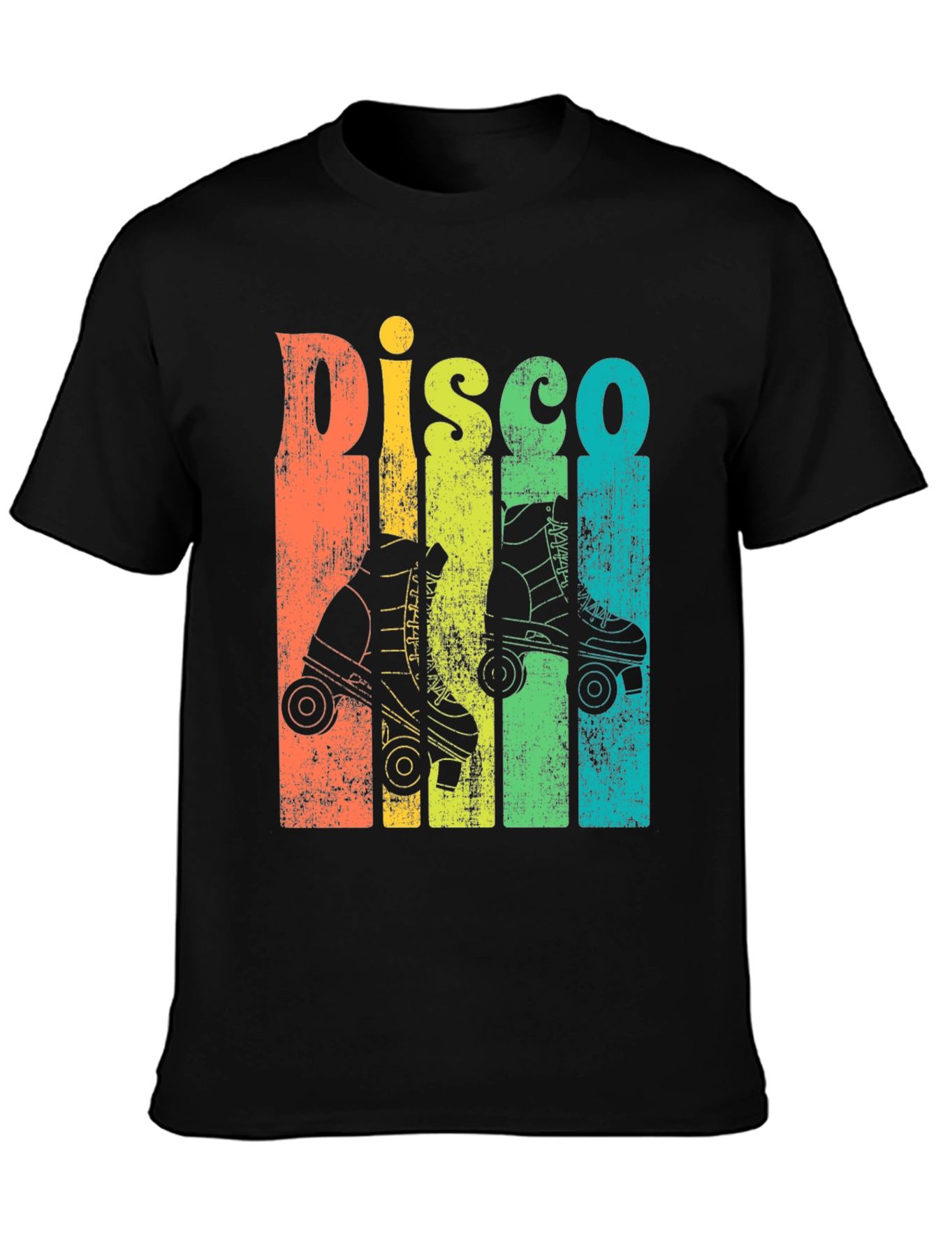 Black Retro Disco Roller Skate T-Shirt - Vintage Style view 3