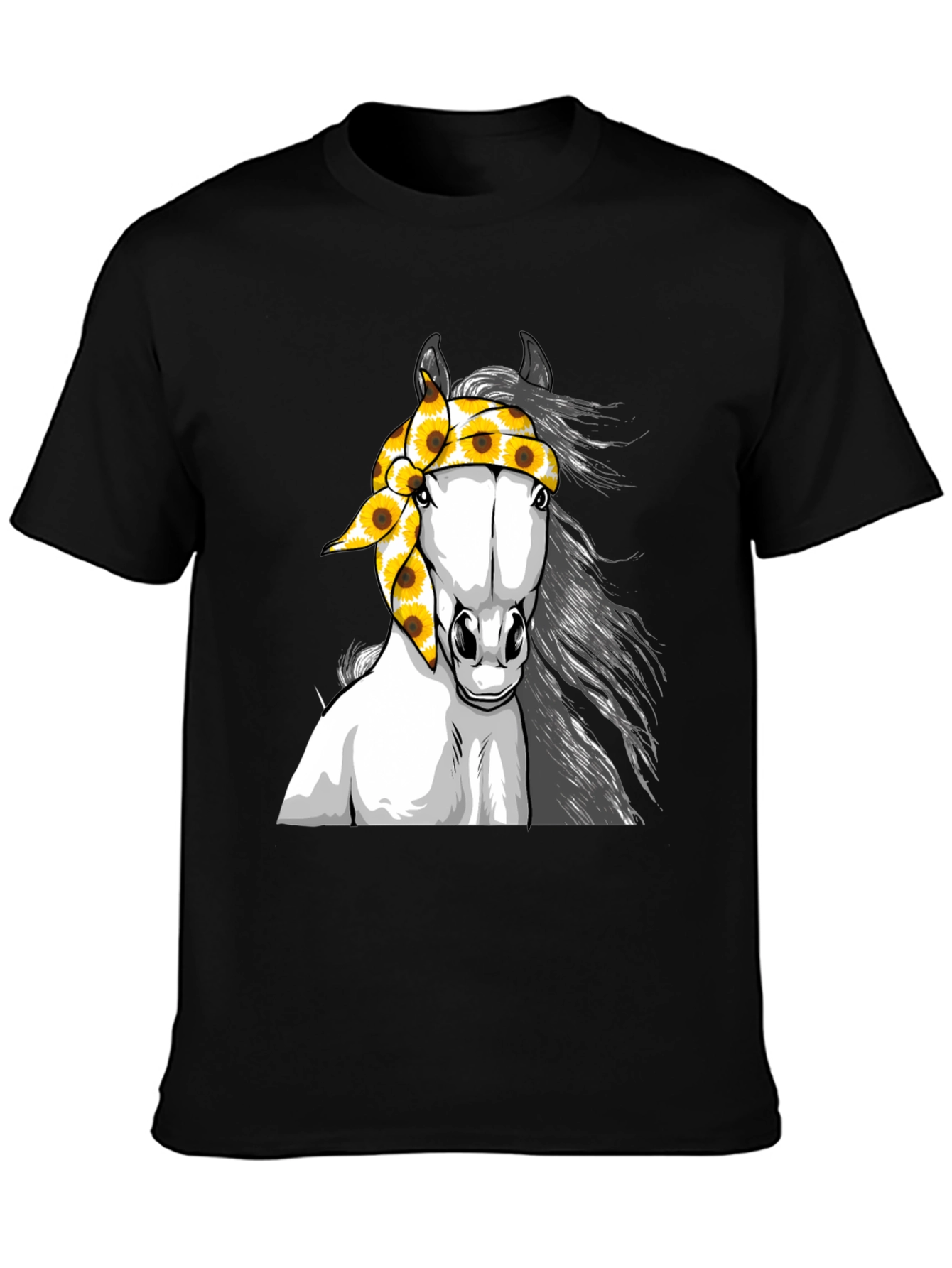 Black Horse Sunflower Bandana Graphic Tee view 3
