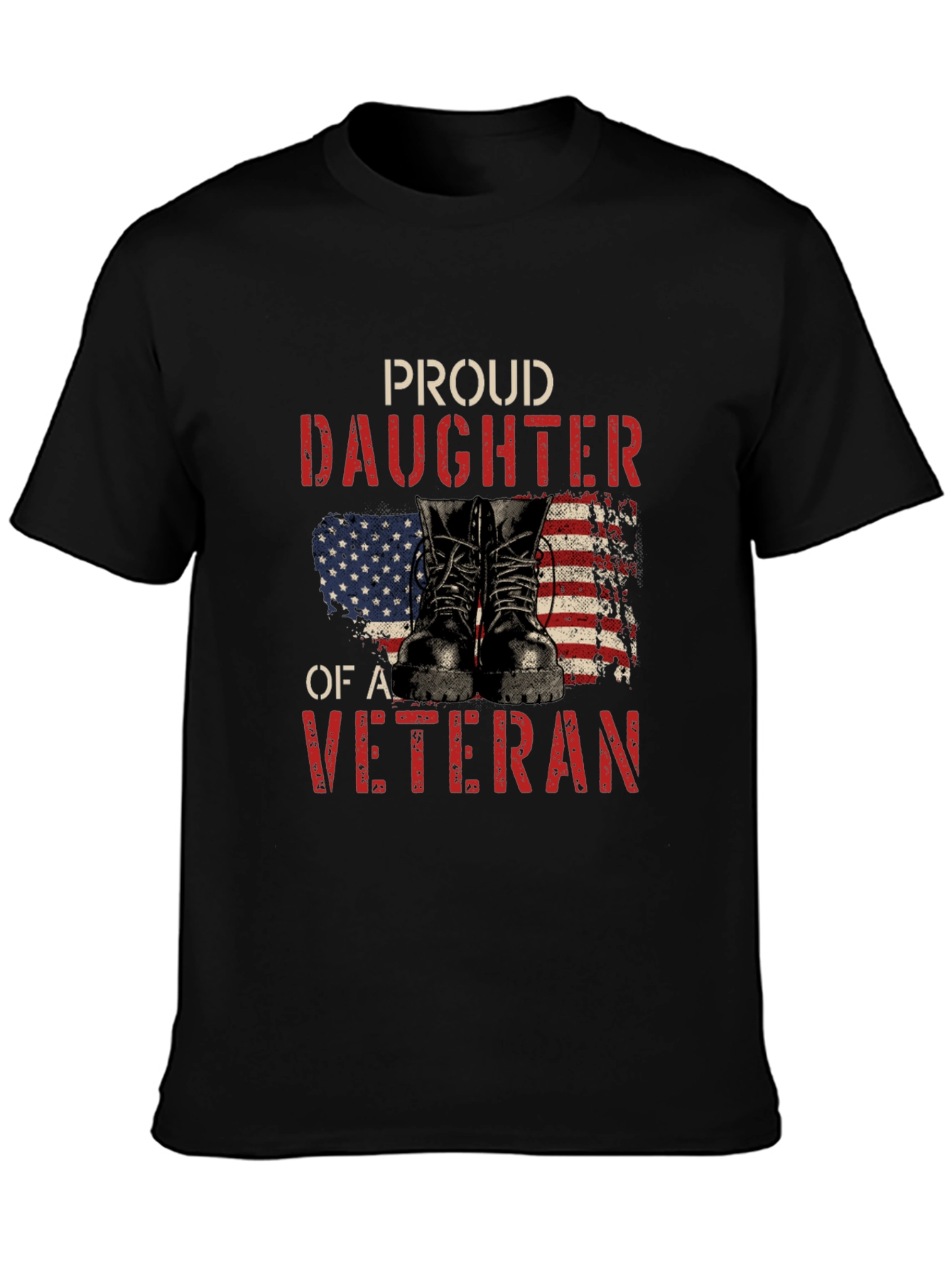 Black Proud Daughter of a Veteran Graphic Tee view 3