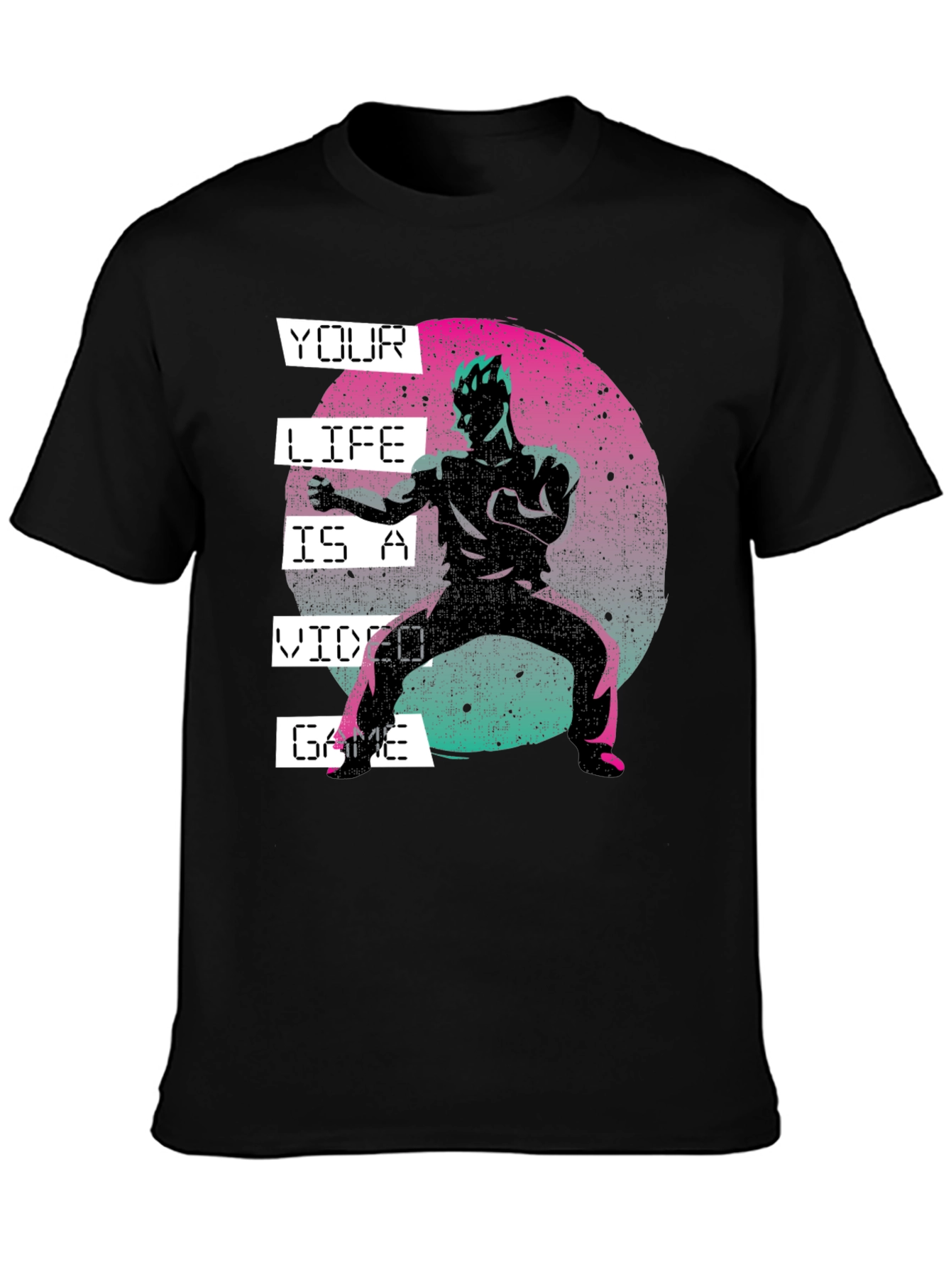 Black Your Life Is A Video Game Black Graphic Tee view 3