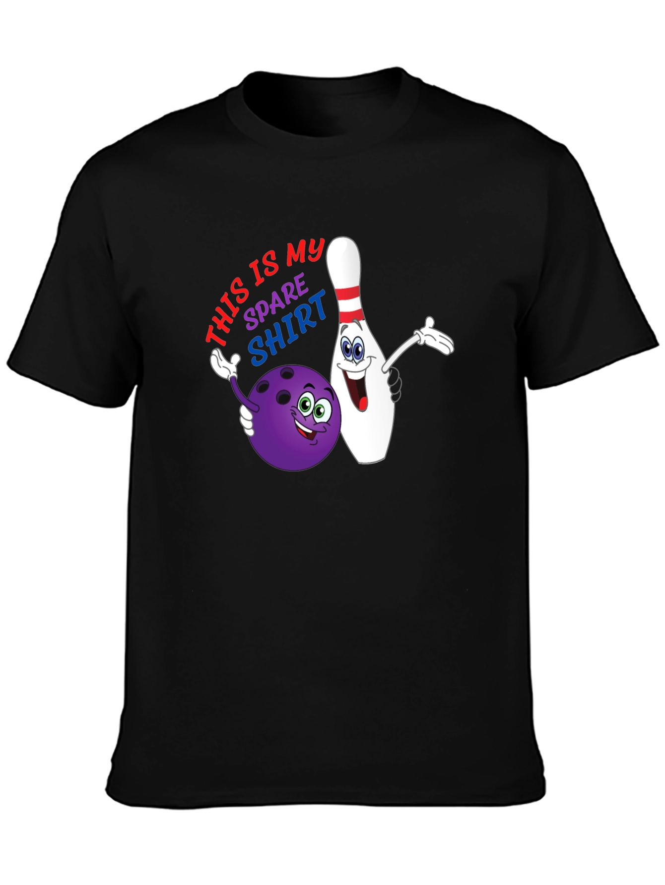 Black Spare Shirt Bowling T-Shirt - Novelty Graphic Tee view 3