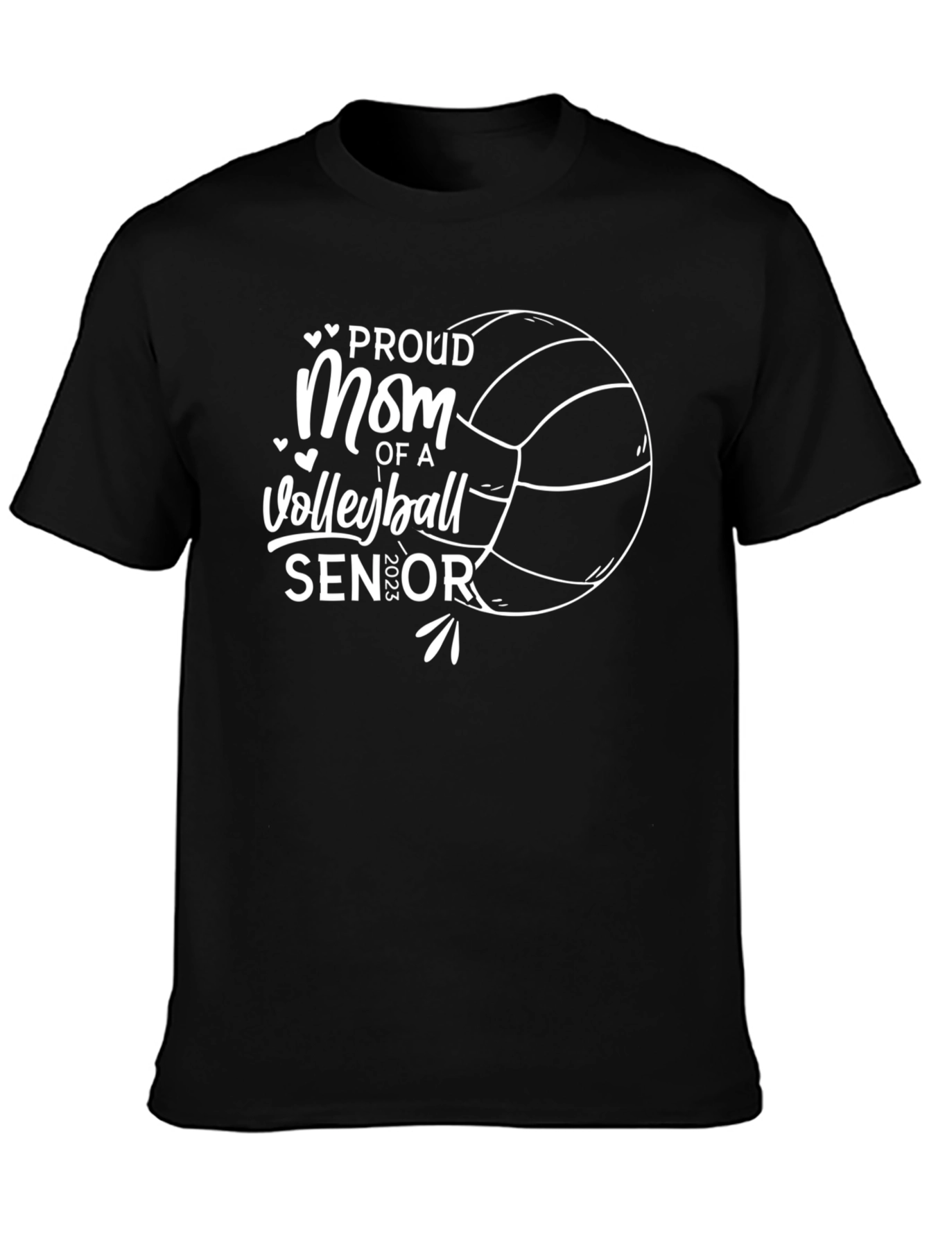 Black Proud Volleyball Mom Senior 2023 T-Shirt view 3