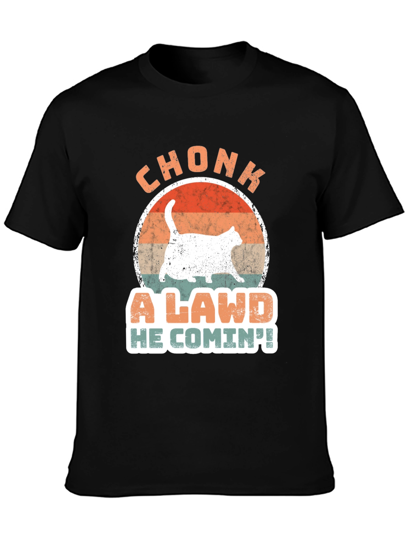 Black Chonk Cat T-Shirt - A Lawd He Comin'! view 3