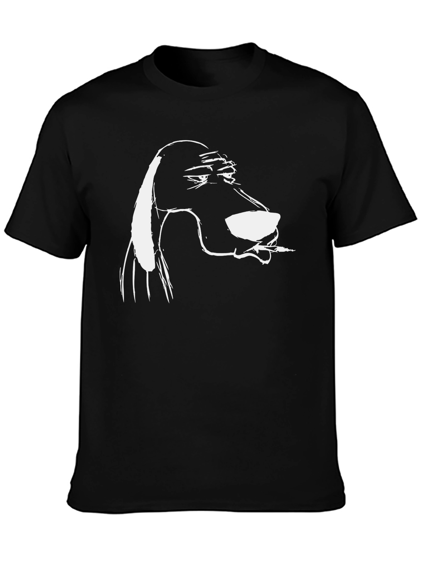Black Cool Dog Cartoon Tee - Black Cotton Blend view 3