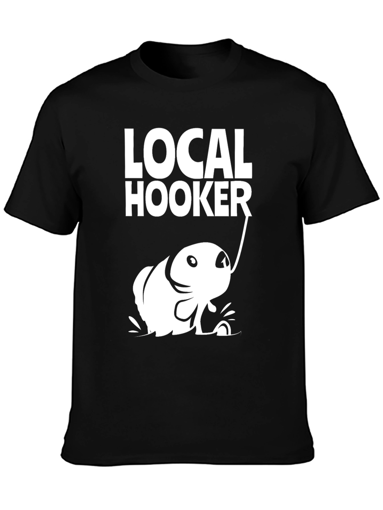 Black Local Hooker Black Cotton T-Shirt for Fishing Enthusiasts view 3