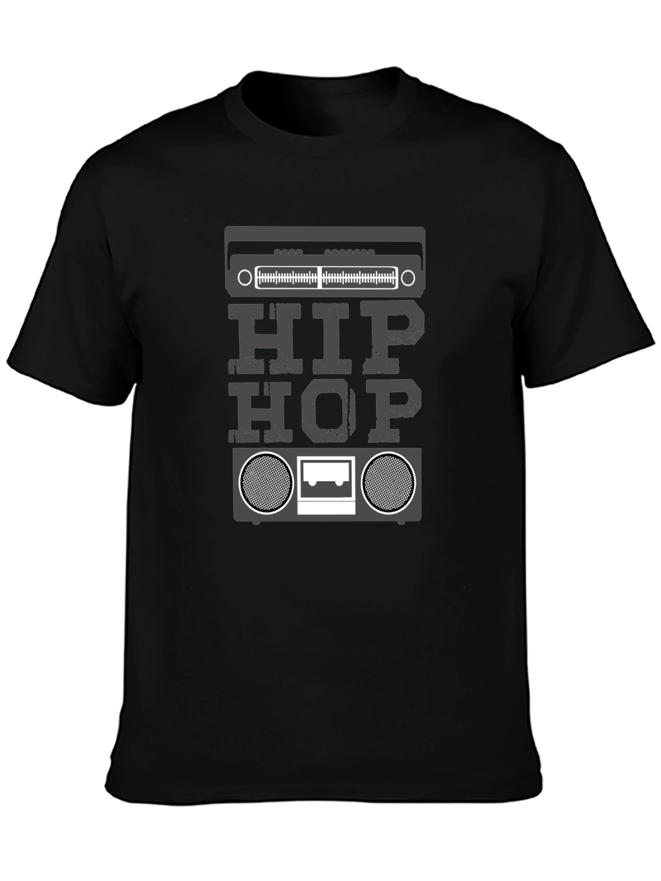 Black Hip Hop Boombox Graphic T-Shirt - Black view 3