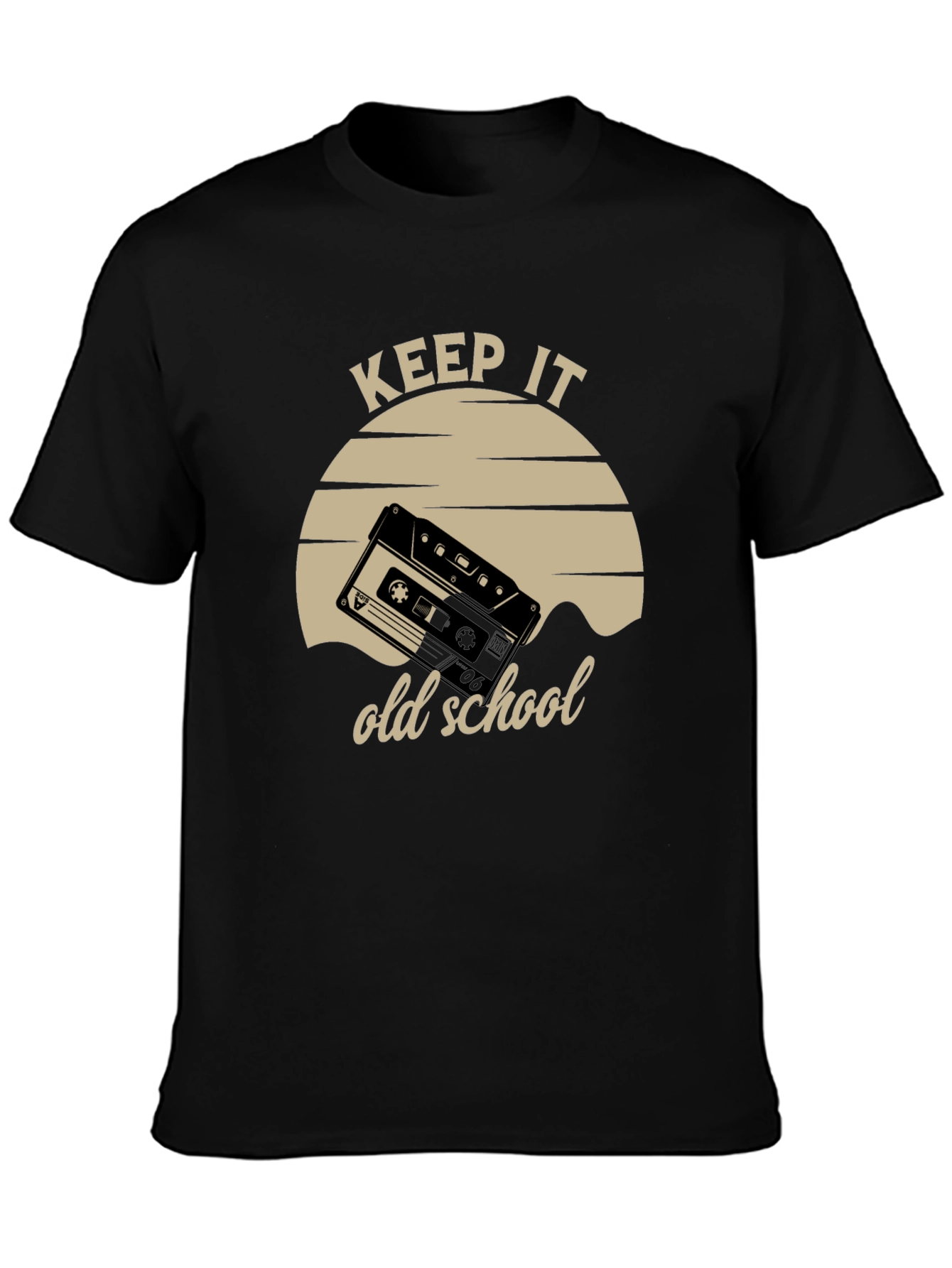 Black Keep It Old School Cassette Tape T-Shirt view 3