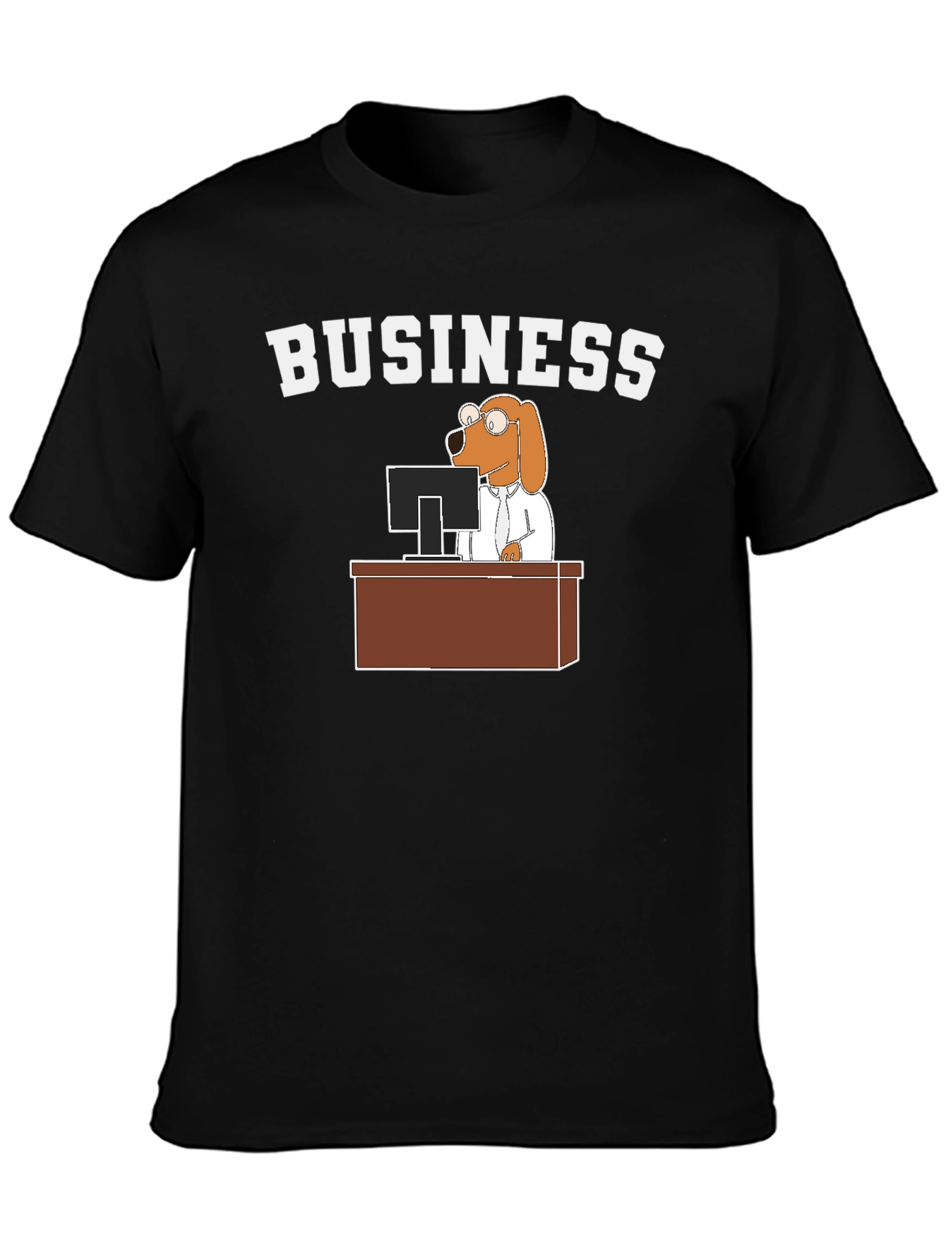Black Business Dog T-Shirt - Funny Cartoon Tee view 3