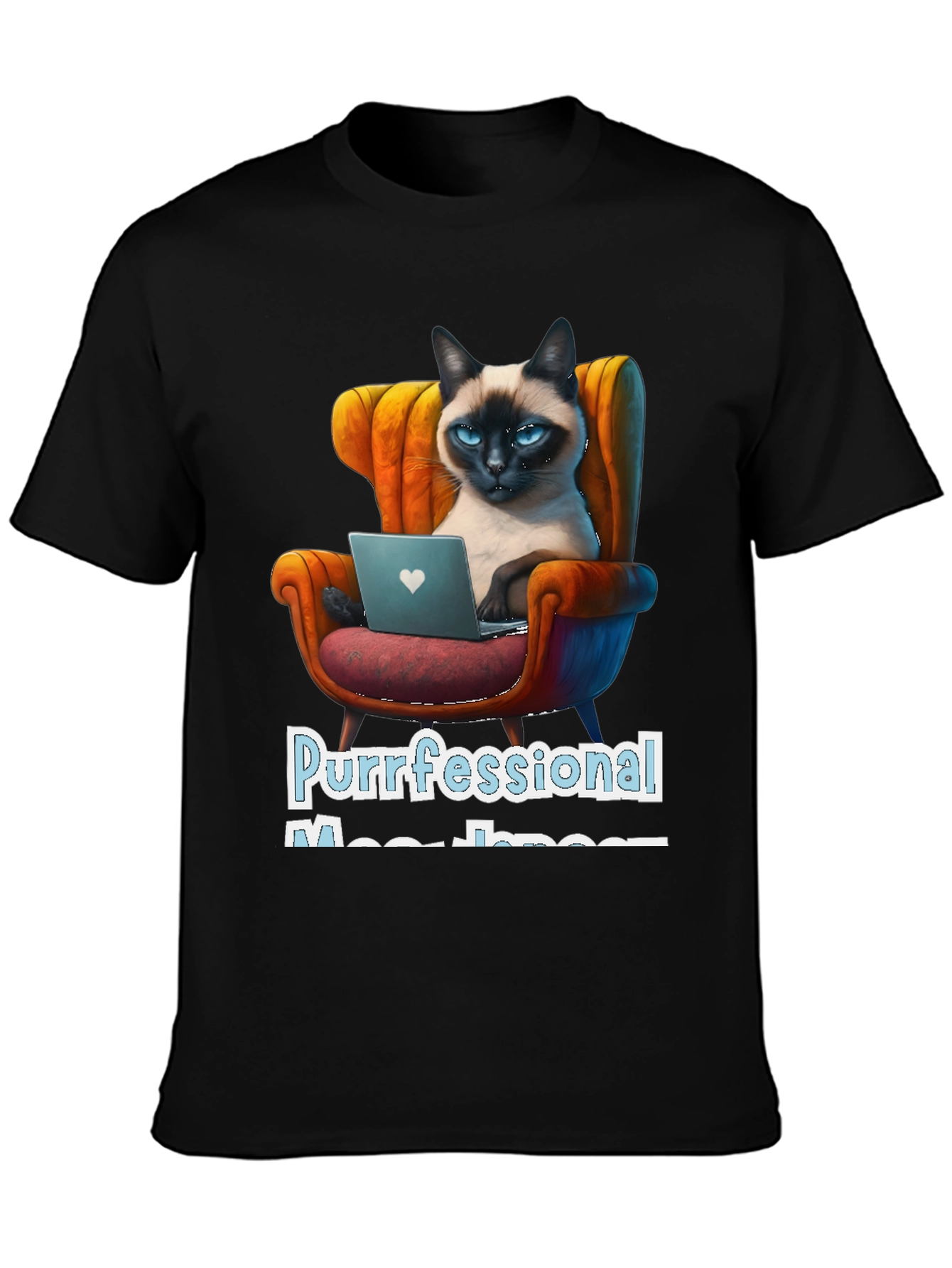 Black Purrfessional Meow-nager Cat T-Shirt view 3